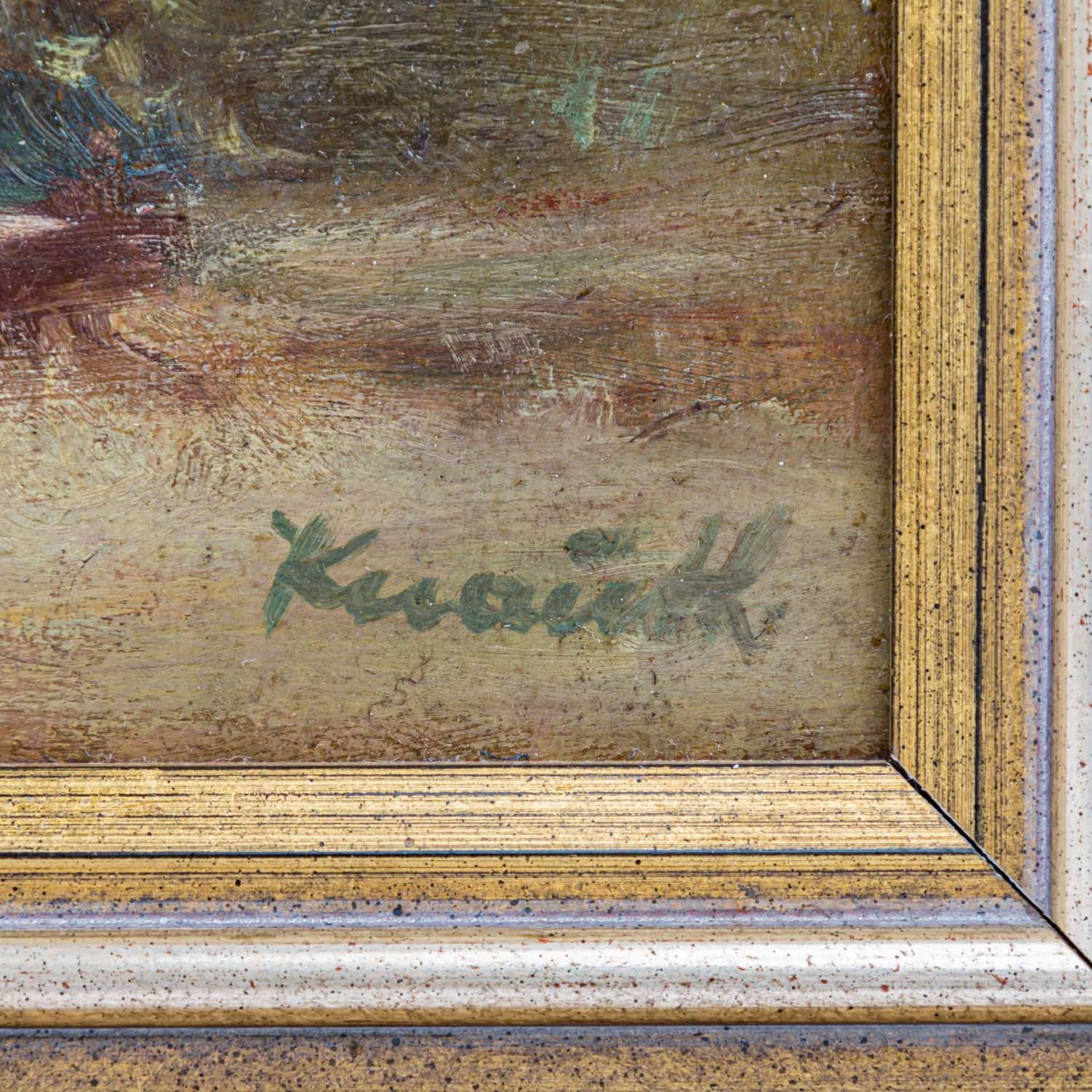 KNAUTH, ANNA (Münchner Malerin 20. Jh.), "Parklandschaft",barocke Treppenanlage unter Bäumen, u. - Bild 3 aus 4