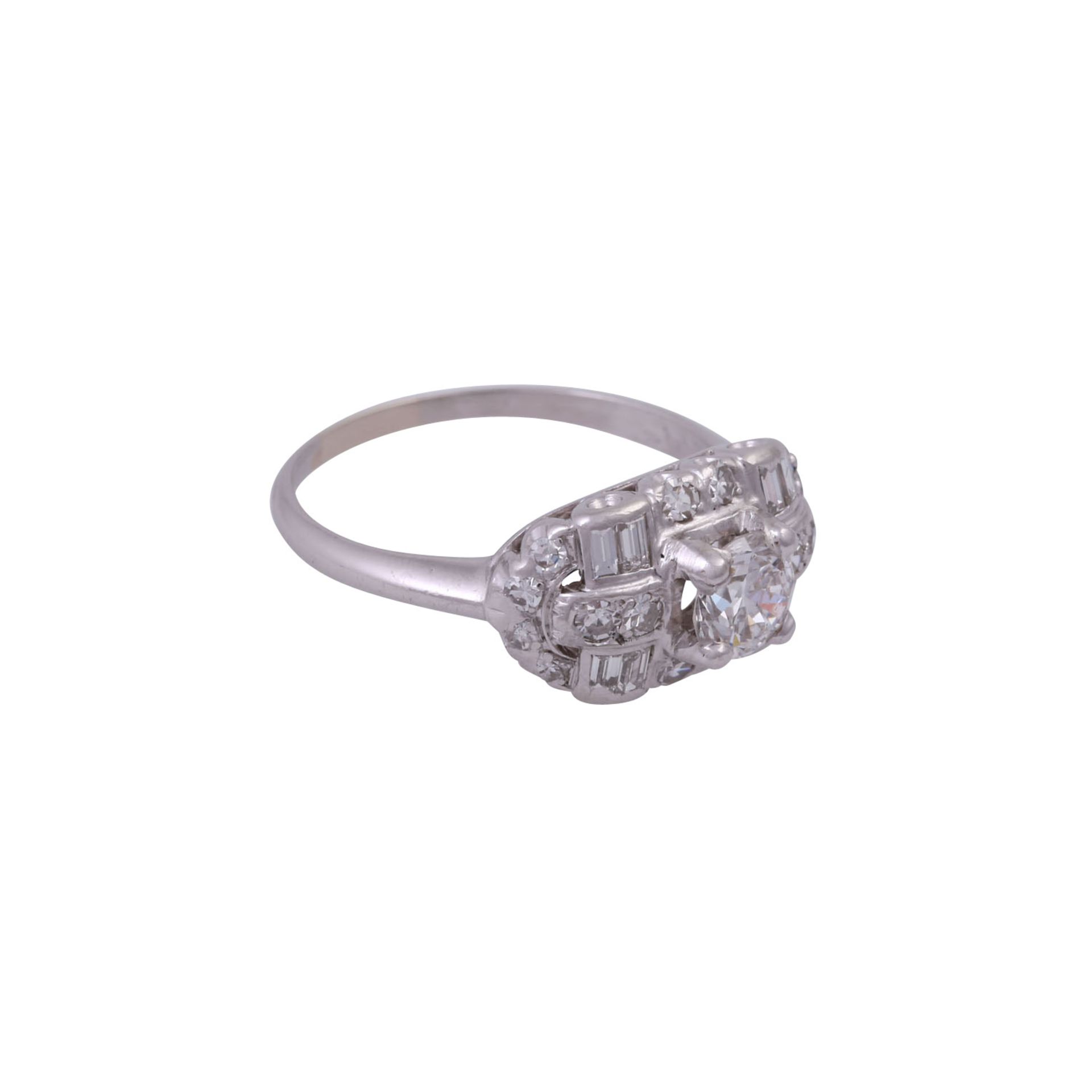 Ring mit Diamanten zus. ca. 1,2 ctdavon zentral 1 Altschliffdiam. ca. 0,6 ct, FW-WEIß (G-H)/SI, 16 - Bild 2 aus 5