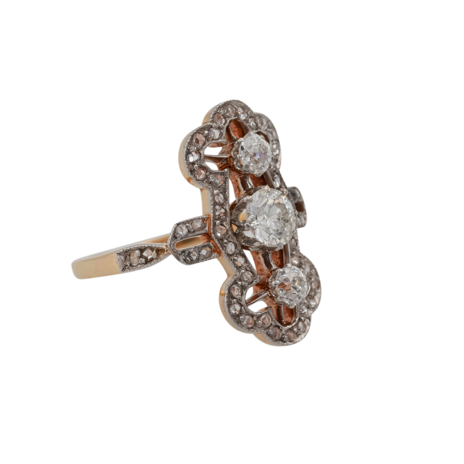 Ring im Art Déco Stil mit Diamanten ca. 0,8 ct,WEISS-LGW (H-J)/VS-P1, GG 18K, RW 54, 20. Jh., - Image 2 of 2