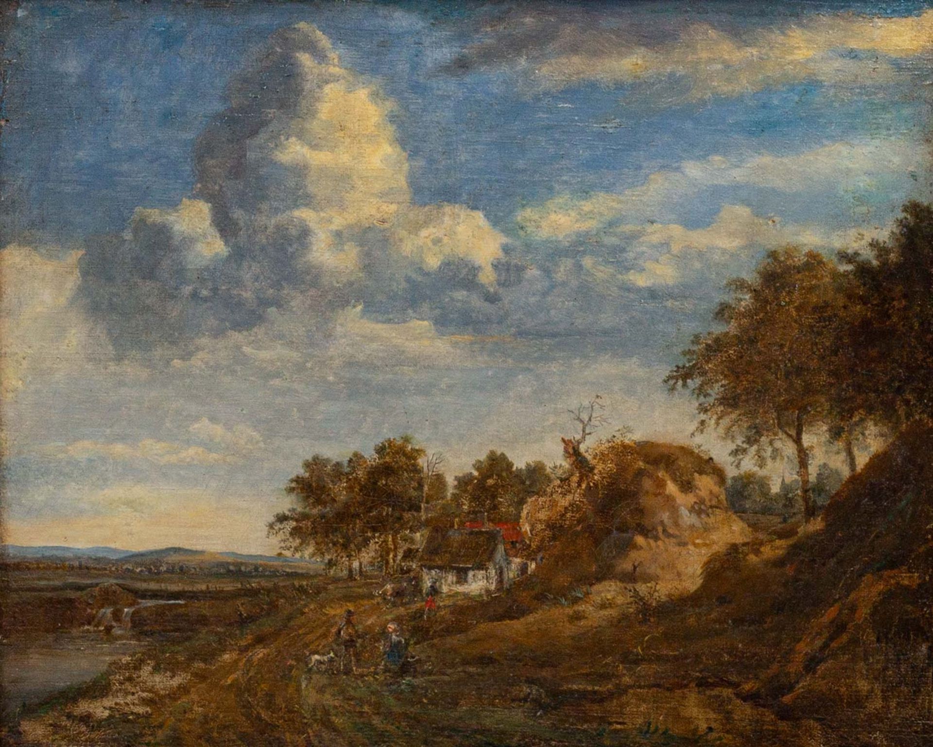 Maler des 19./20. Jh.. 'Landschaft mit bäuerlicher Szene'.<