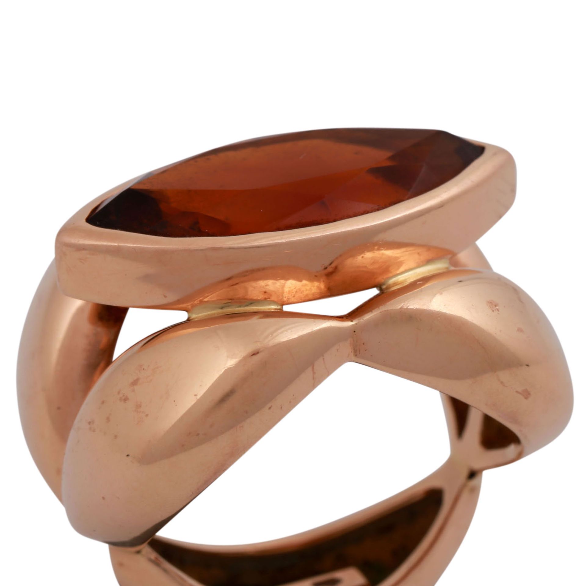 Ring mit großem Citrin im Marquiseschliff,< - Bild 5 aus 5