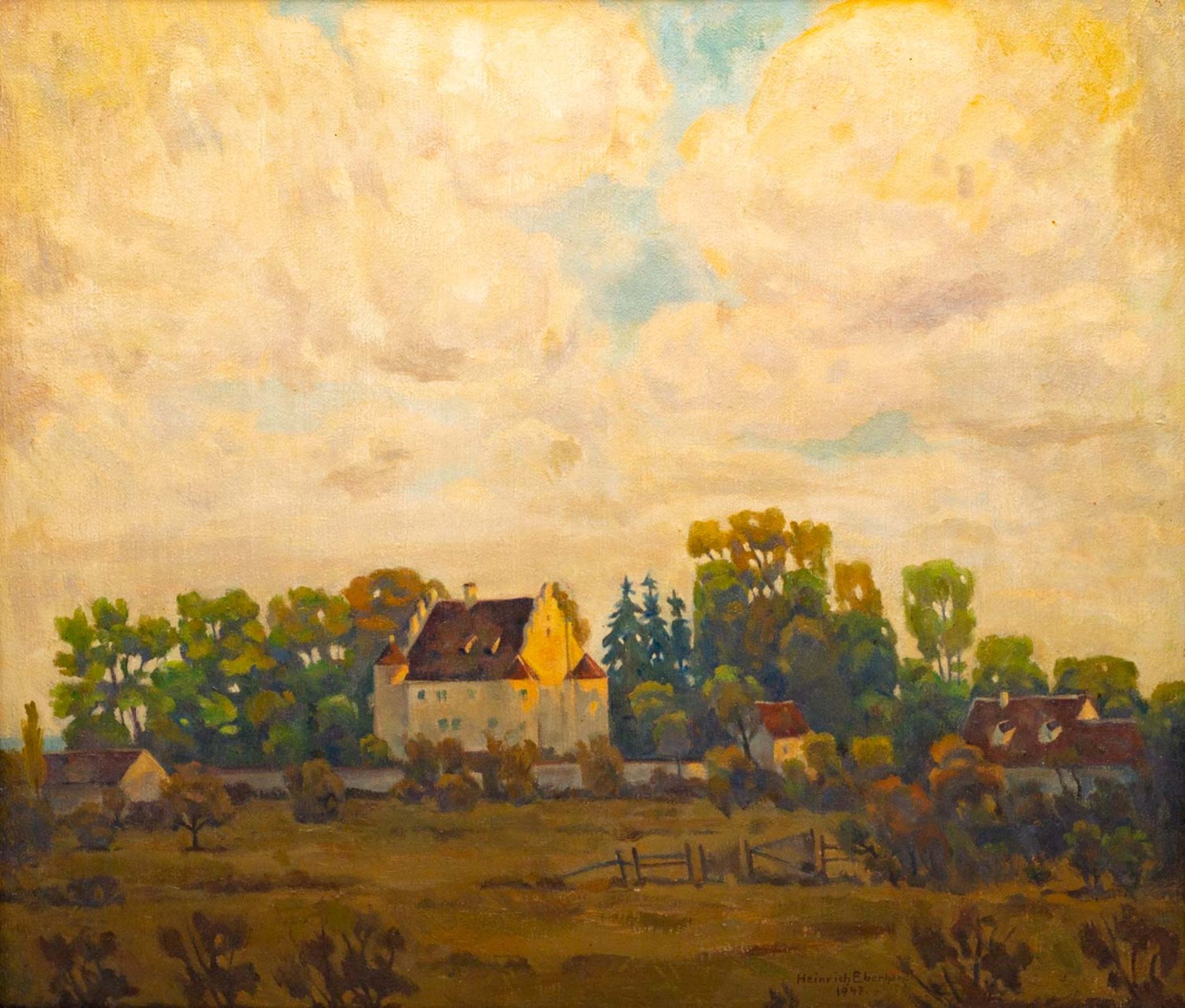 EBERHARD, HEINRICH (Ellwangen 1884-1973 Stuttgart) 'Herbstsonne, Schloss Bächingen', 1947.<