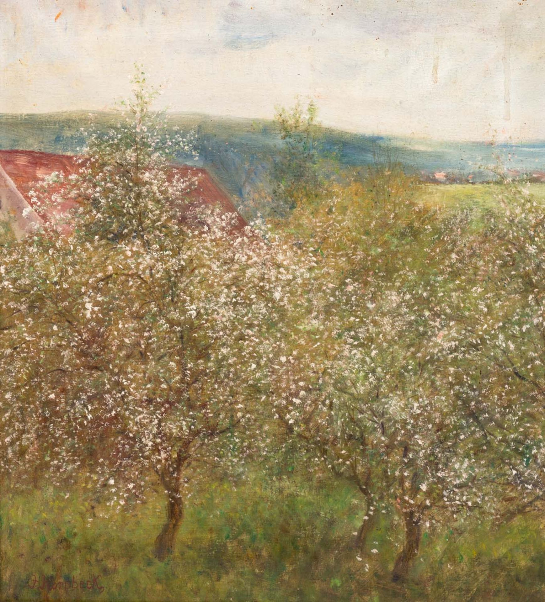 KORNBECK, JULIUS (Winnenden 1839-1920 Oberensingen) 'Blühende Obstbäume'.<b