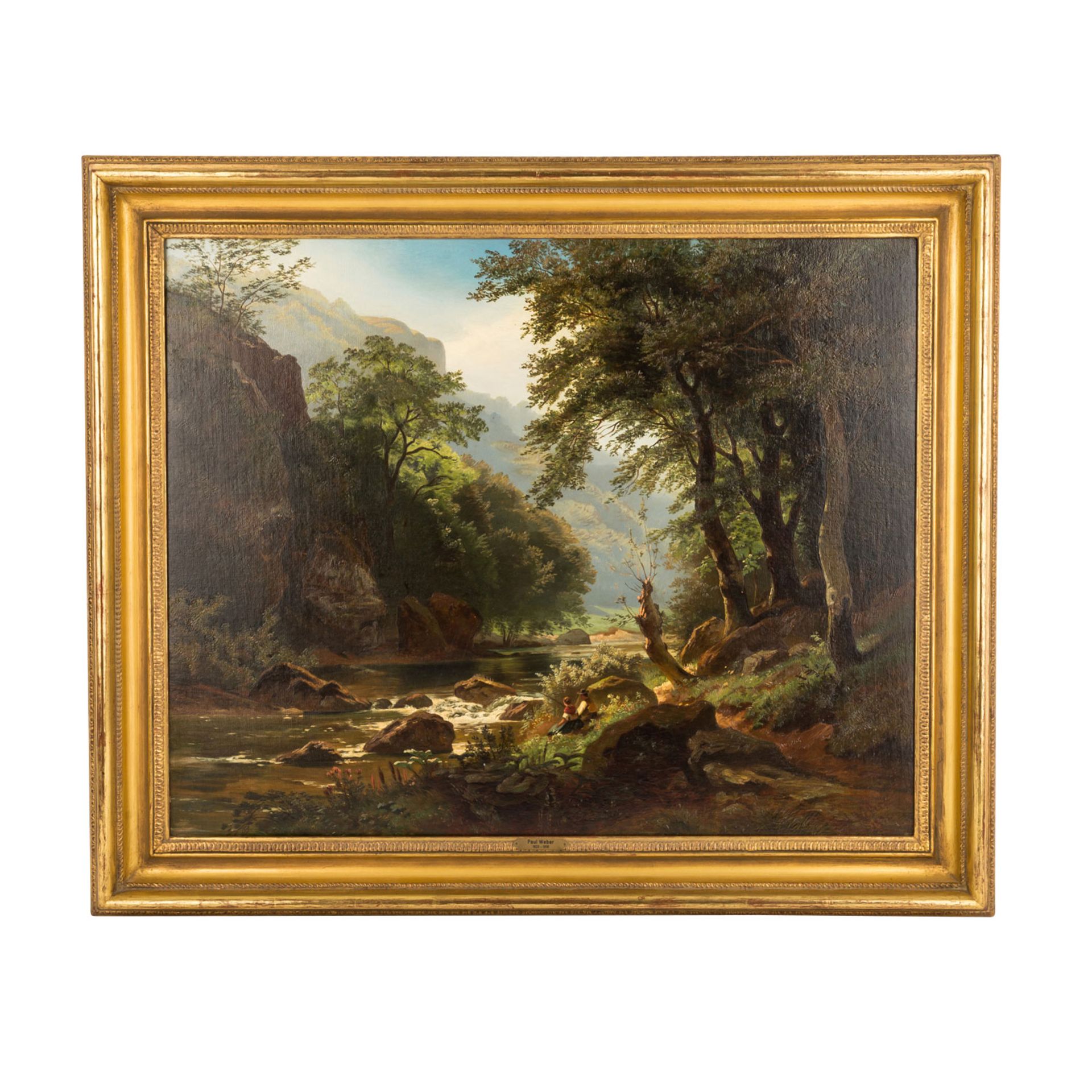 WEBER, PAUL (Darmstadt 1823-1916 München), "Angelndes Paar an Gebirgsfluss",< - Bild 2 aus 4