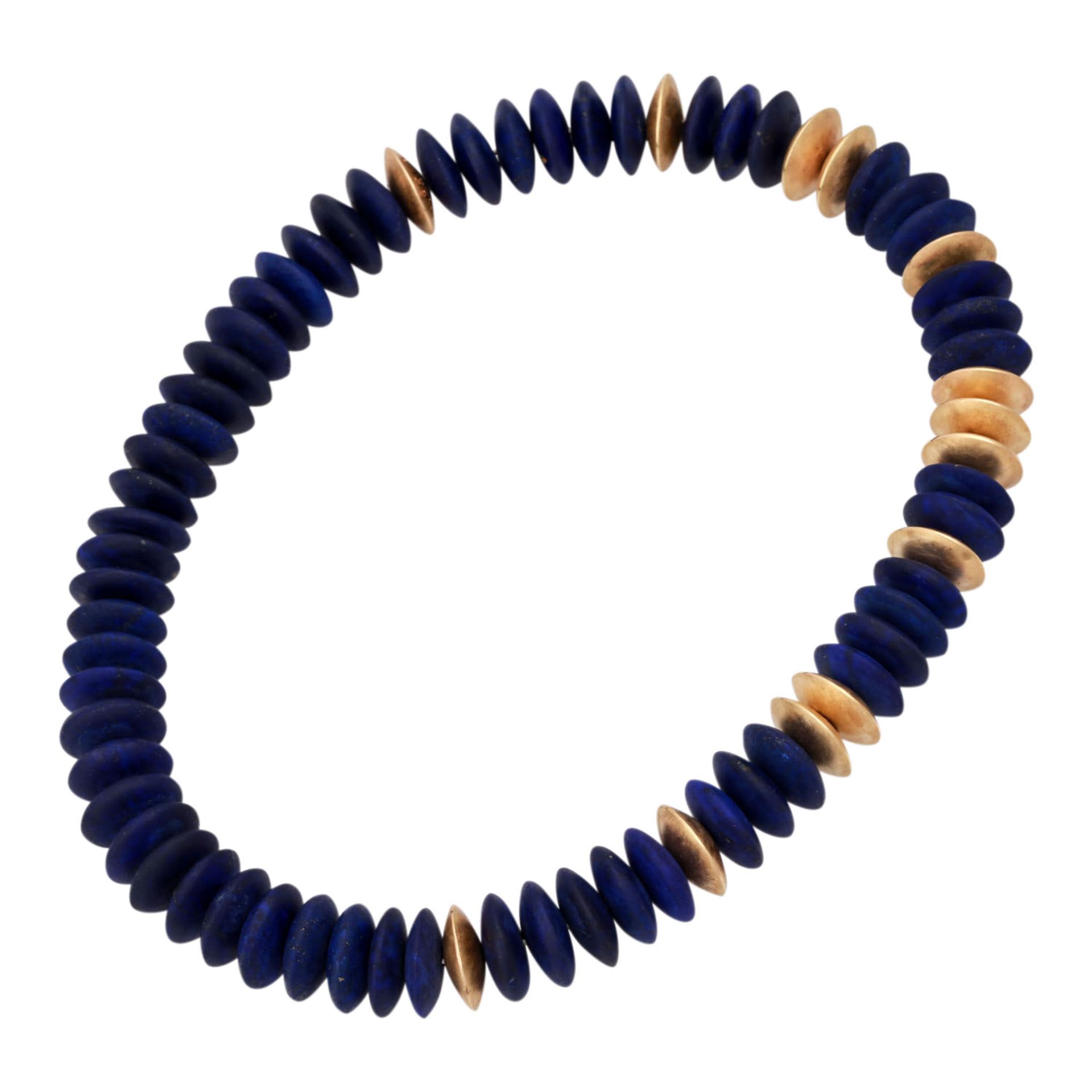 Collier aus Lapislazuli in Linsenform, - Bild 3 aus 6