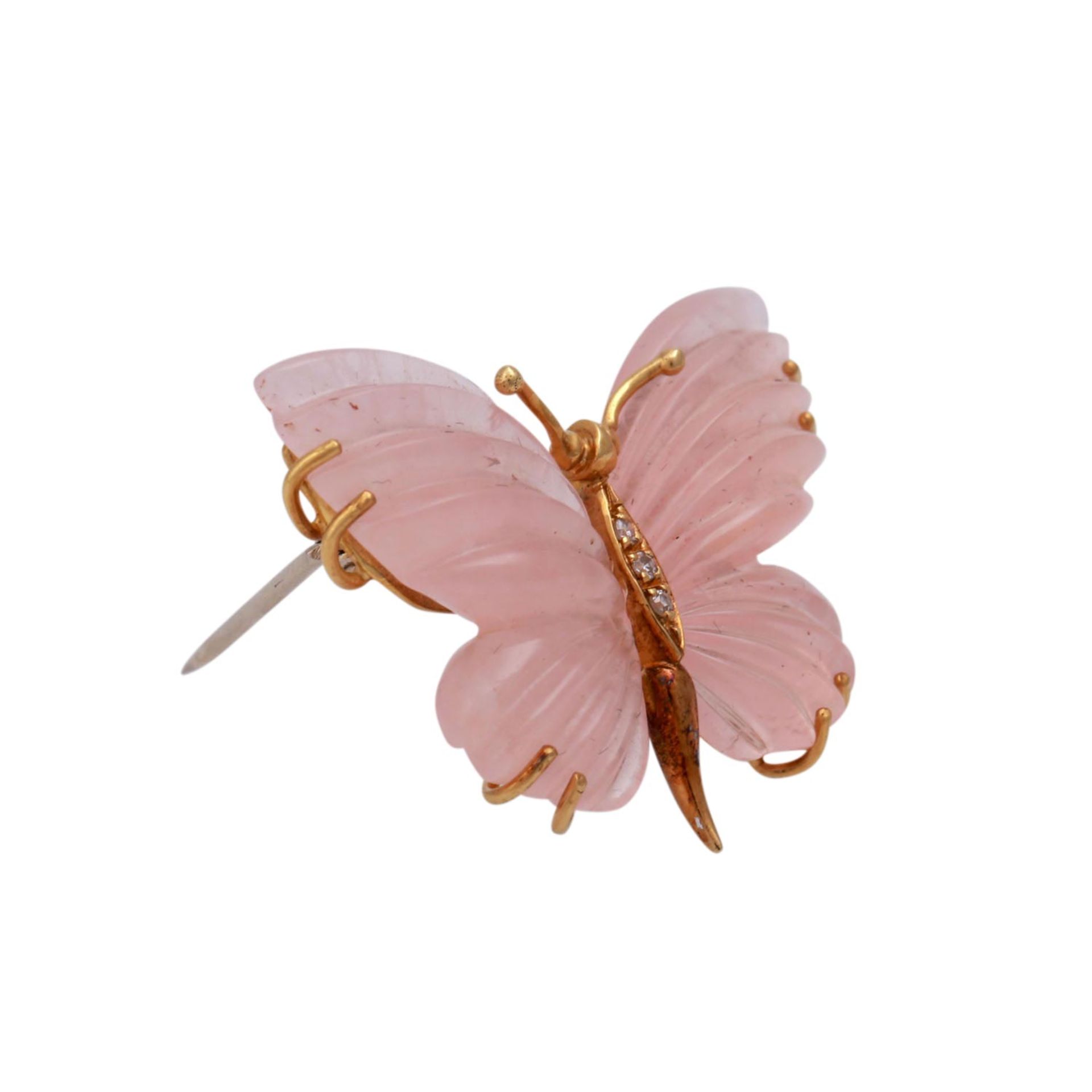 Brosche "Schmetterling" aus Rosenquarz, - Bild 2 aus 4