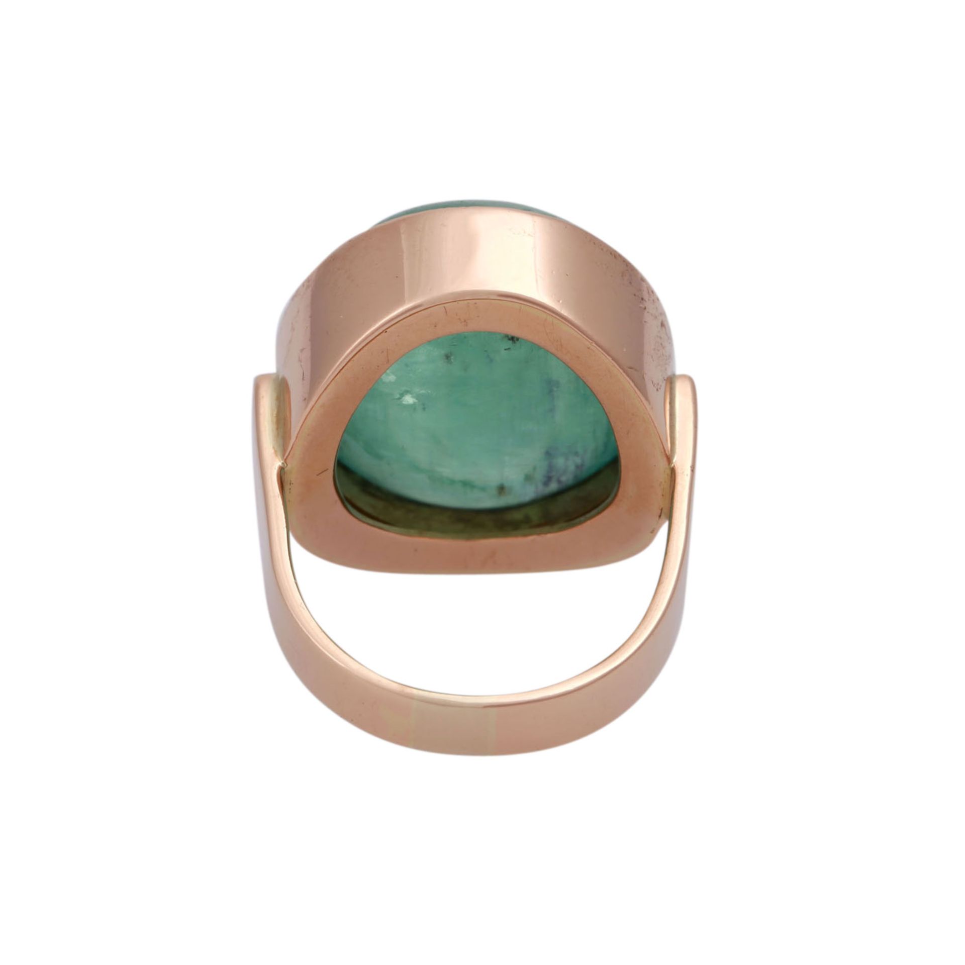 Ring mit rund-ovalem Smaragdcabochon von ca. 30 ct, - Image 4 of 4