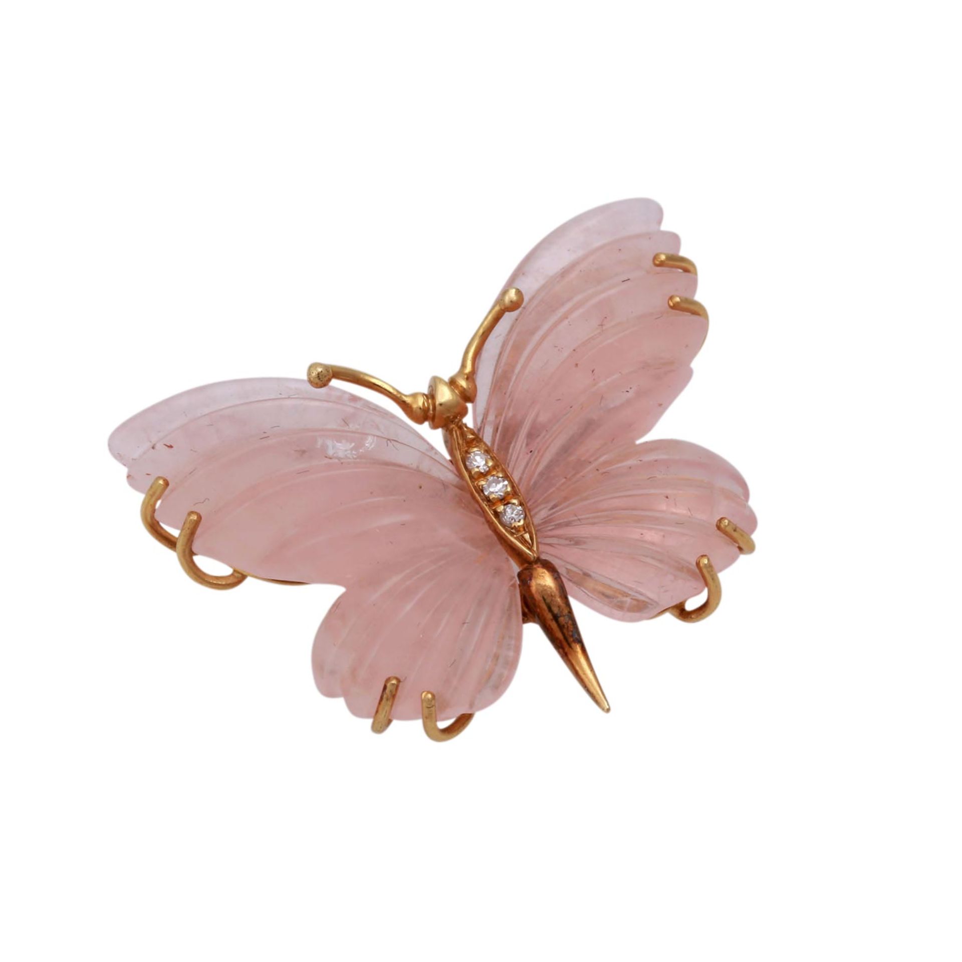 Brosche "Schmetterling" aus Rosenquarz, - Bild 4 aus 4