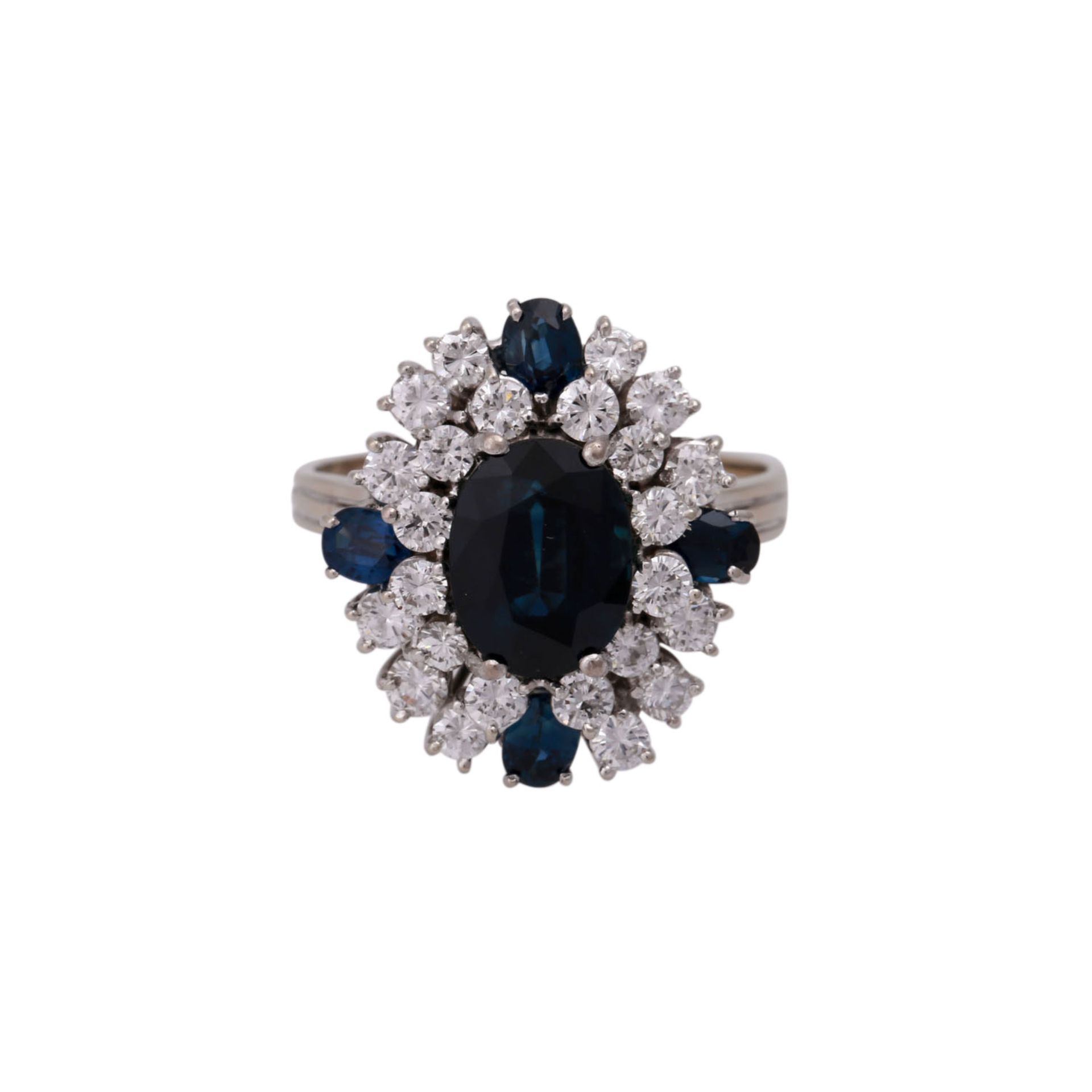 Ring mit Saphiren und Brillanten zus. ca. 1,2 ct,