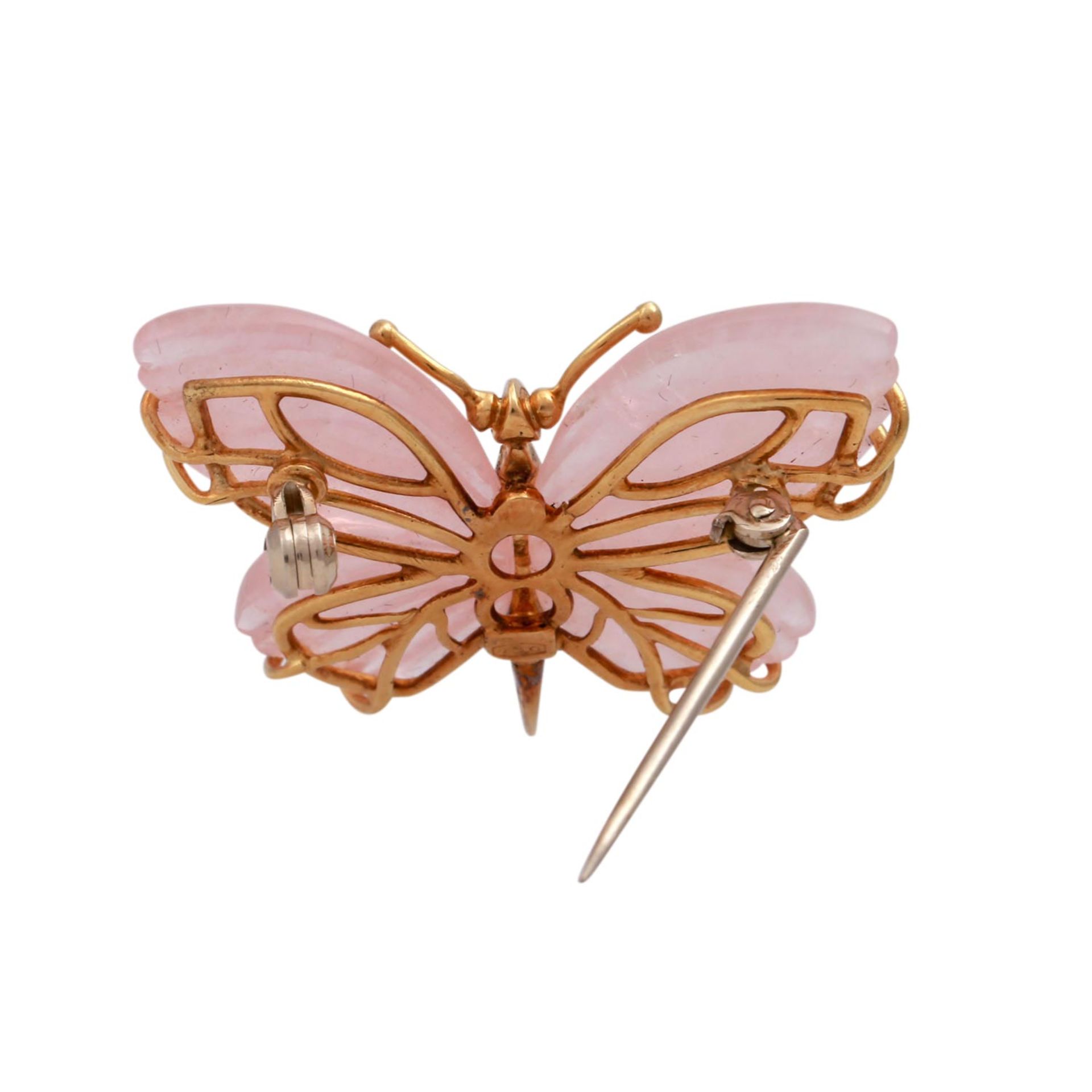 Brosche "Schmetterling" aus Rosenquarz, - Bild 3 aus 4