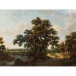 VERMEER VAN HAARLEM, Jan, ATTRIBUIERT (1656-1705), "Holländische Flusslandschaft",mit Flanierenden