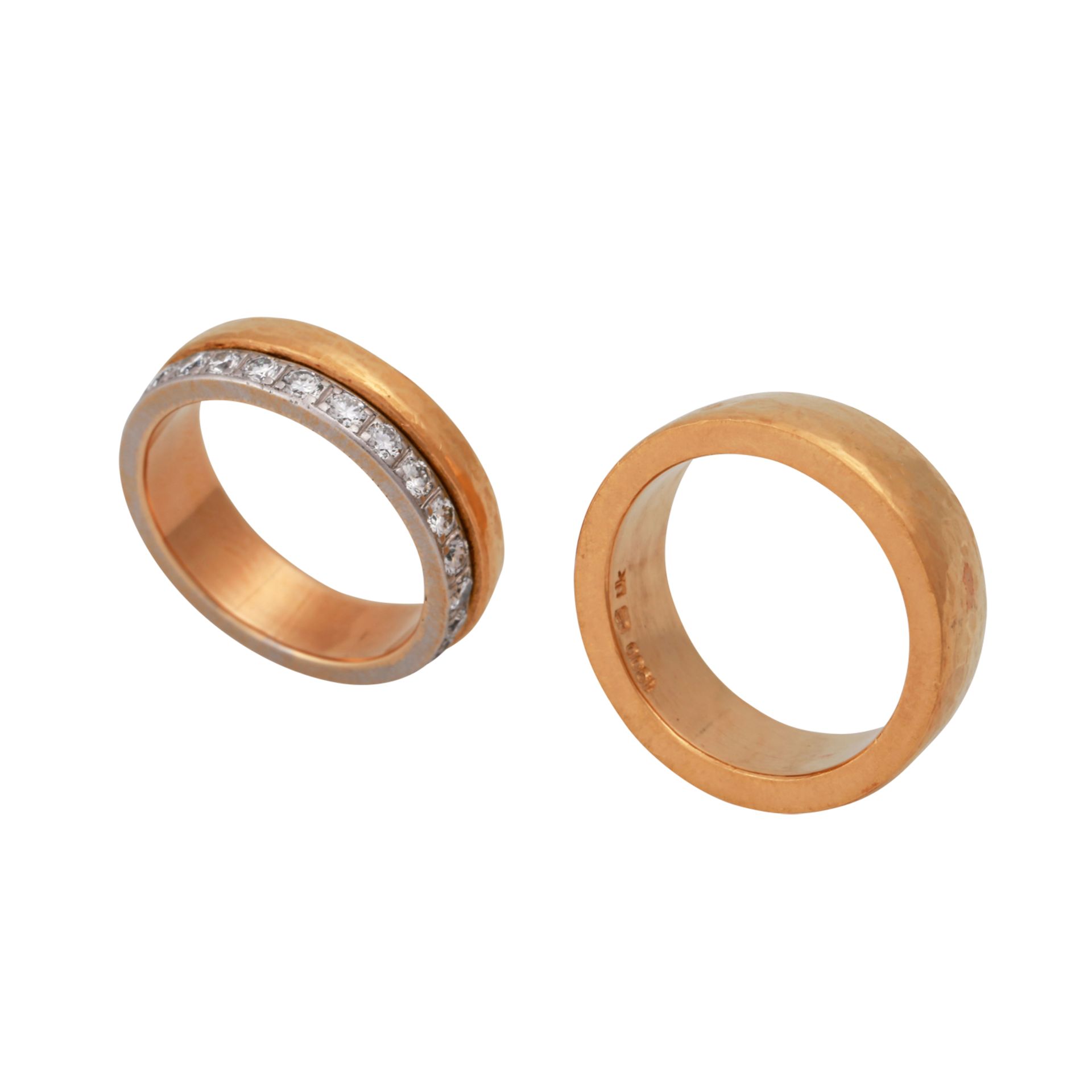 2 Ringe, davon 1 mit Brillantenvon zus. ca. 1,4 ct, gute Farbe u. Reinheit, GG 22,8K+Platin, RW: 56; - Bild 4 aus 5