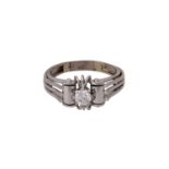 Ring mit Brillant ca. 0,28 ct,ca. WEISS-LGW (H-I)/VVS-VS, WG 14K, RW: 61, 1940er Jahre, Tragespuren,