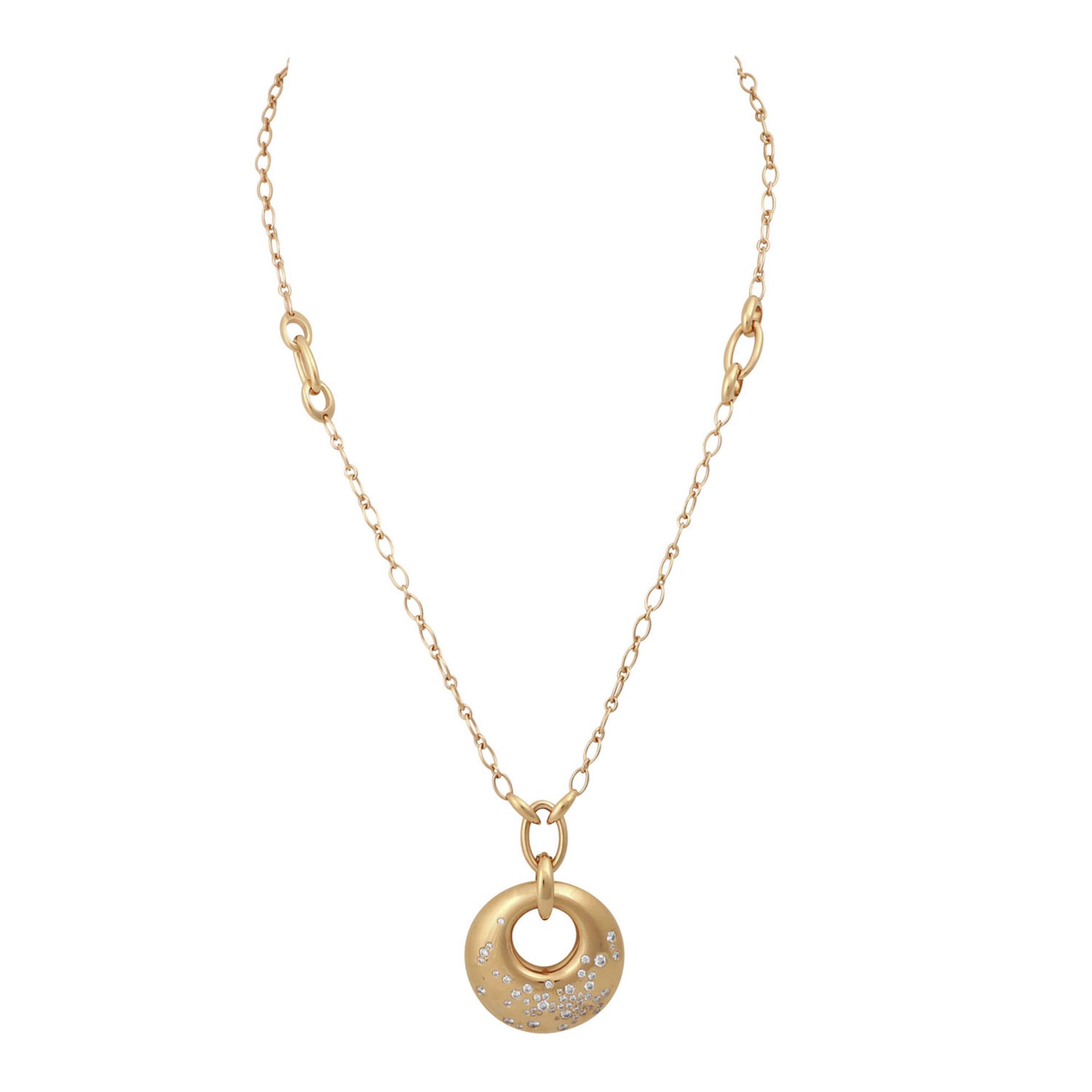 WEMPE Collier "Eclipse" mit Brillanten zus. ca. 0,9 ct,WEISS-LGW (H-I)/VS, GG 18K, Kette L: ca. 48