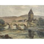 KÖHLER, MAXIM (München 1908-1959 Stuttgart), "Esslingen, am Neckar",Blick auf die Pliensaubrücke mit