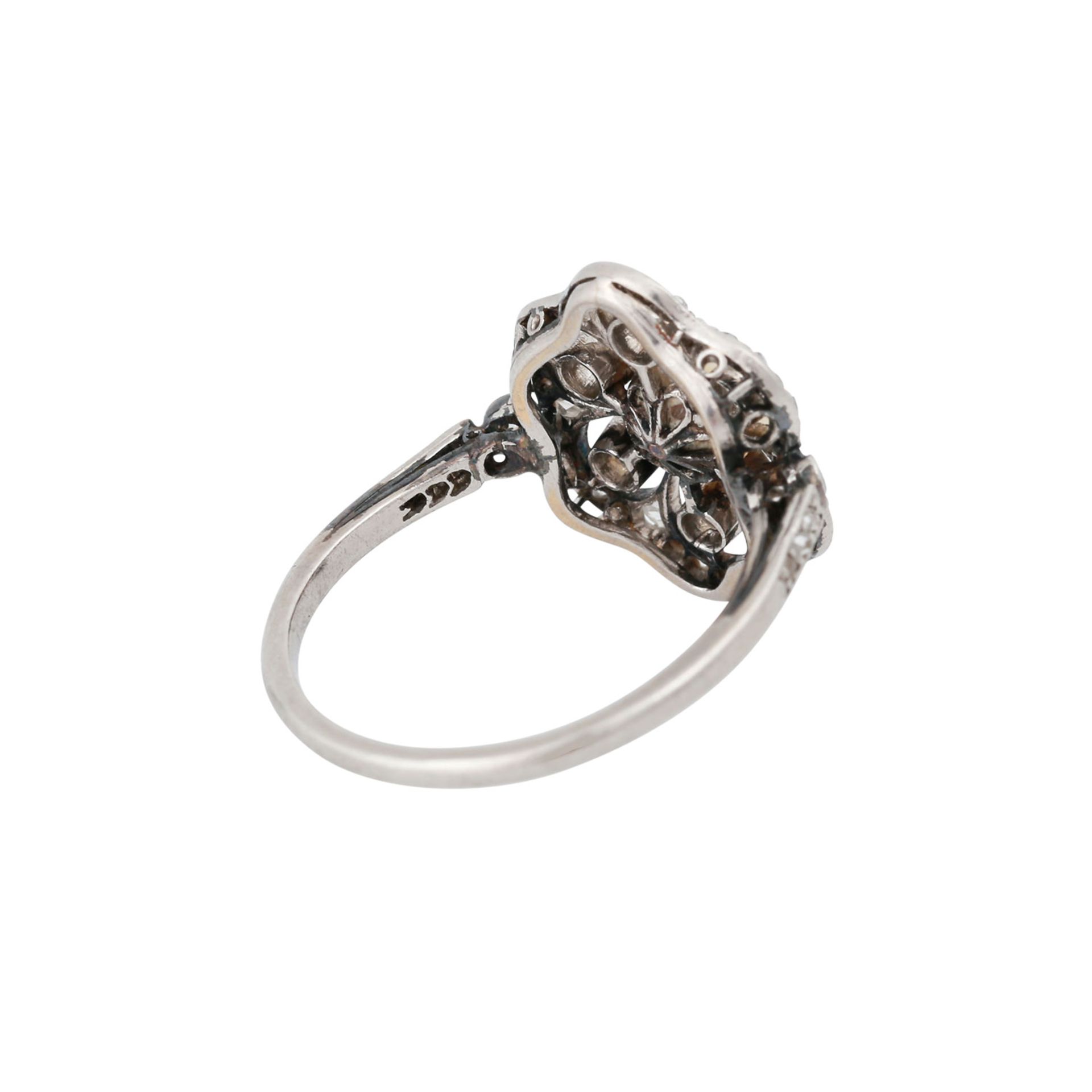 Art Déco Ring mit Perle und Diamantenvon zus. ca. 0,35 ct, niedere bis mittlere Farbe u. Reinheit, - Bild 3 aus 4