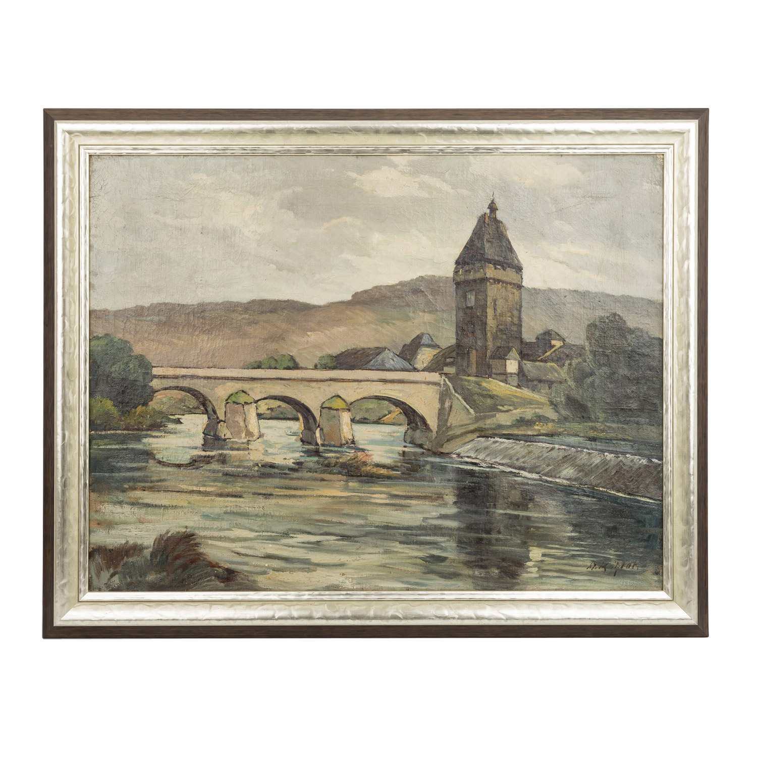 KÖHLER, MAXIM (München 1908-1959 Stuttgart), "Esslingen, am Neckar",Blick auf die Pliensaubrücke mit - Image 2 of 8