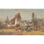 STUHLMÜLLER, KARL (1859-1930, Münchner Maler), "Viehmarkt vor dem Dorfe",