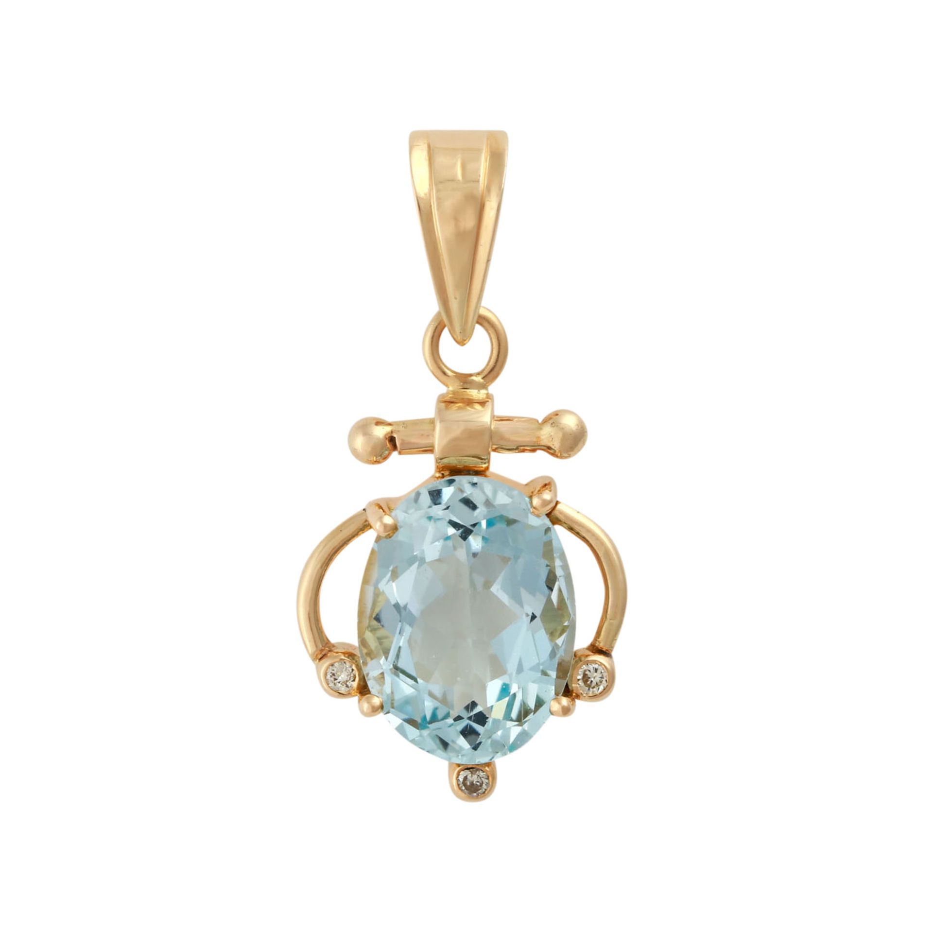 Anhänger mit oval facettiertem Aquamarin, ca. 3,9 ct