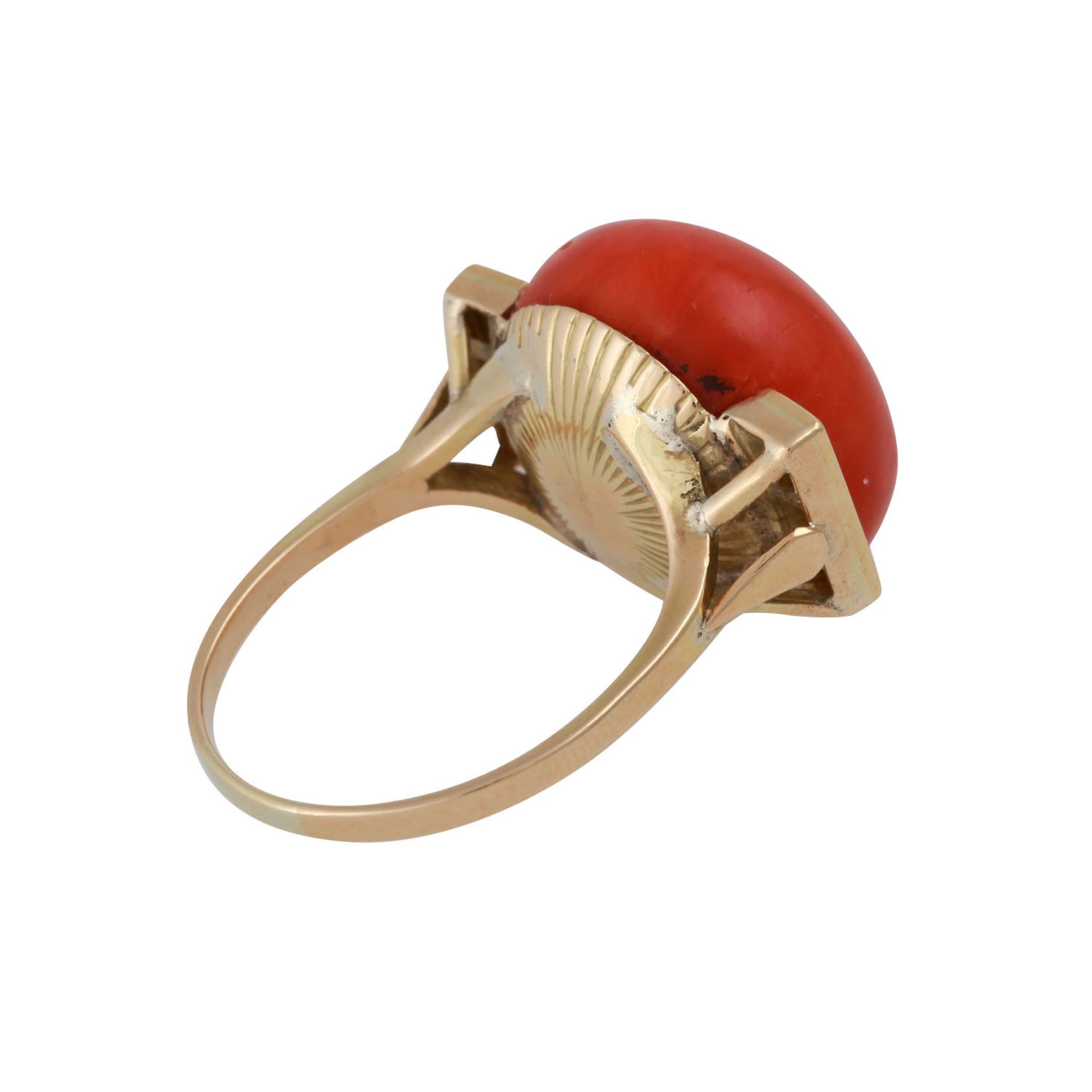 Ring mit hellrotem Korallenbouton, - Image 3 of 4