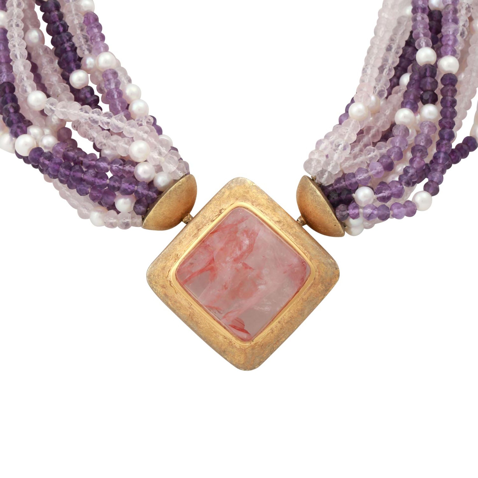 Üppige Halskette aus Amethyst und Rosenquarz - Bild 2 aus 4