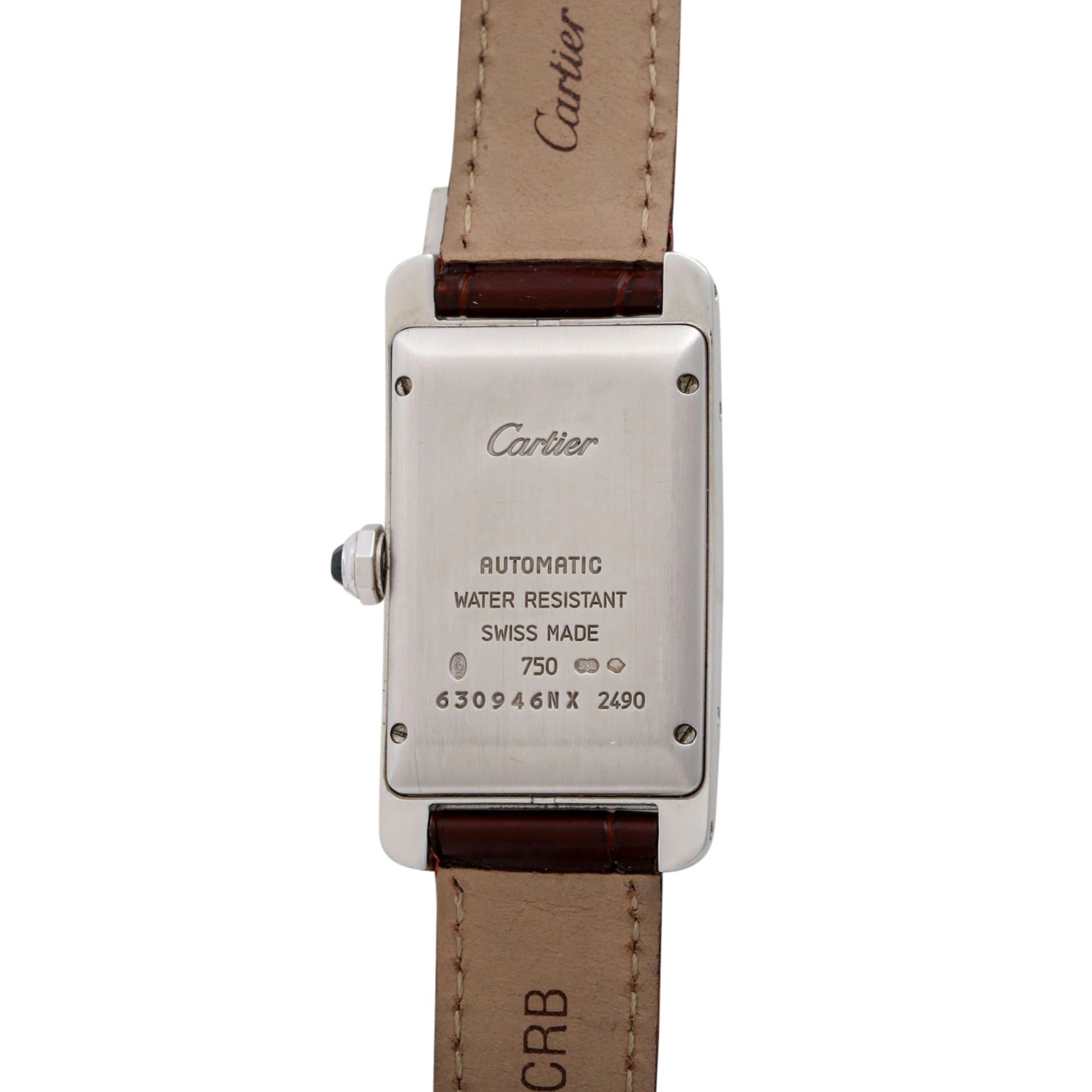 CARTIER Tank Americaine, Ref. 2490. Armbanduhr.Gold 18K. Automatic-Werk. Lederband mit originaler - Bild 2 aus 7