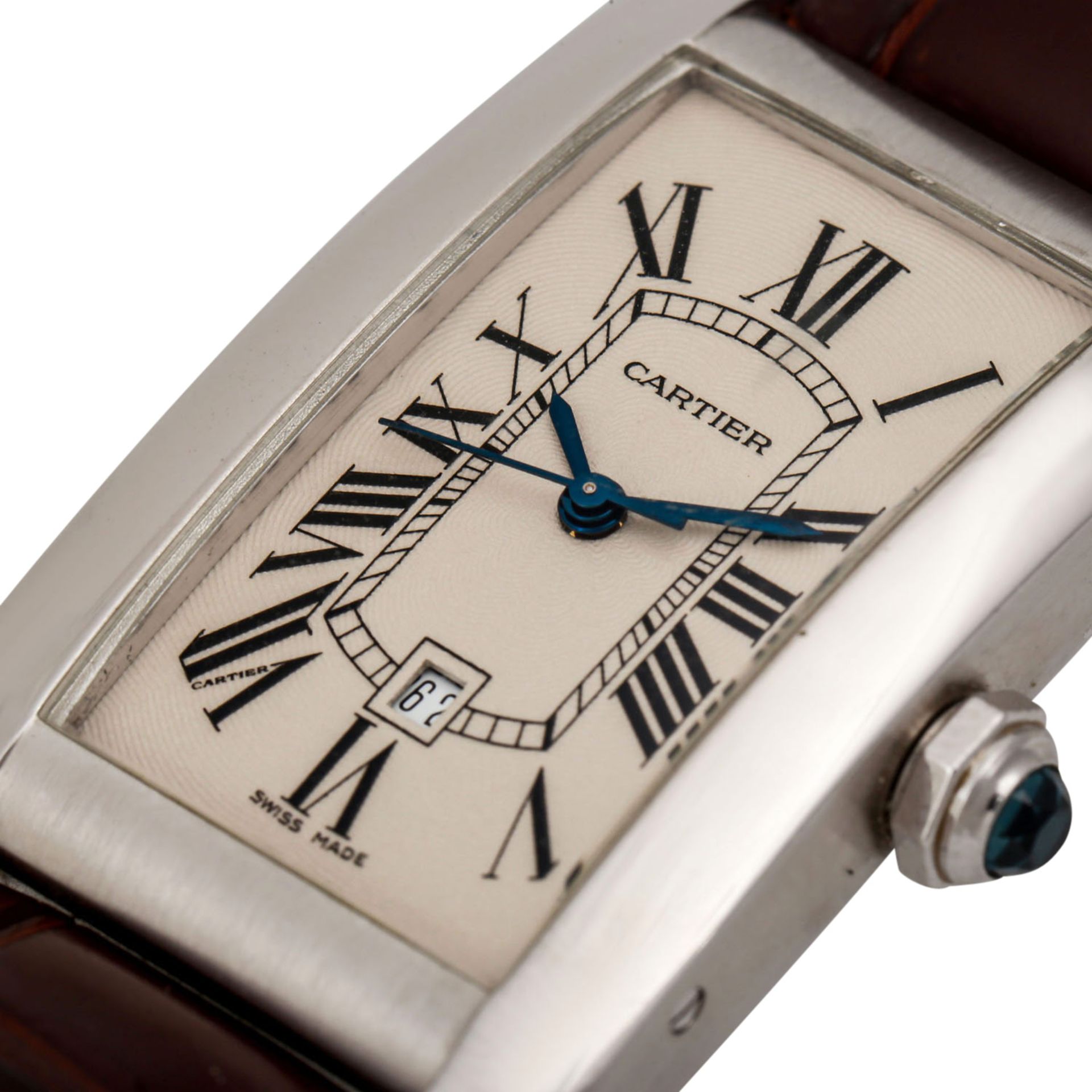 CARTIER Tank Americaine, Ref. 2490. Armbanduhr.Gold 18K. Automatic-Werk. Lederband mit originaler - Bild 5 aus 7