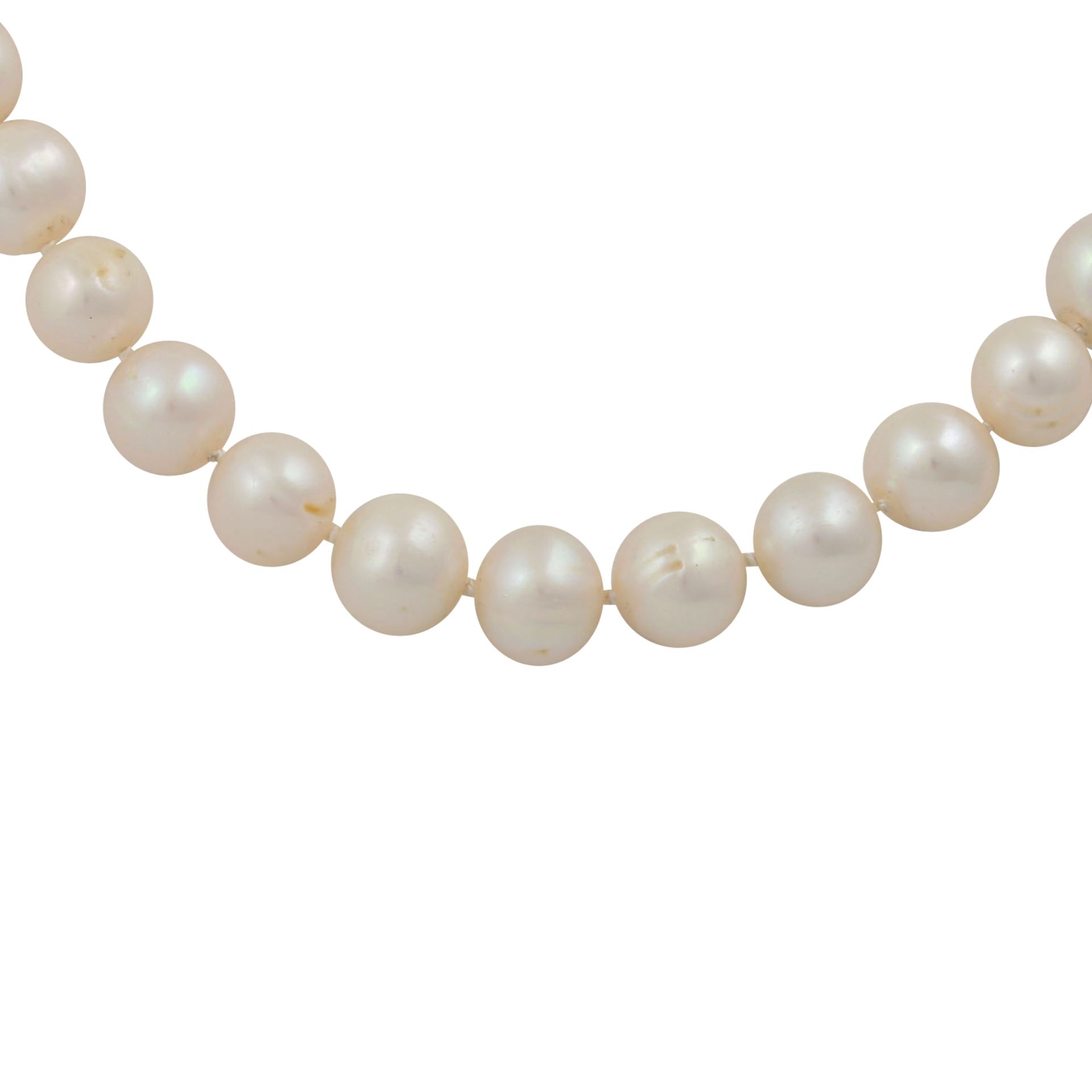 Konvolut aus 2 Perlenketten,beide aus leicht barocken Süßwasserzuchtperlen, ca. 9 mm, 1x L: ca. 42 - Bild 2 aus 4