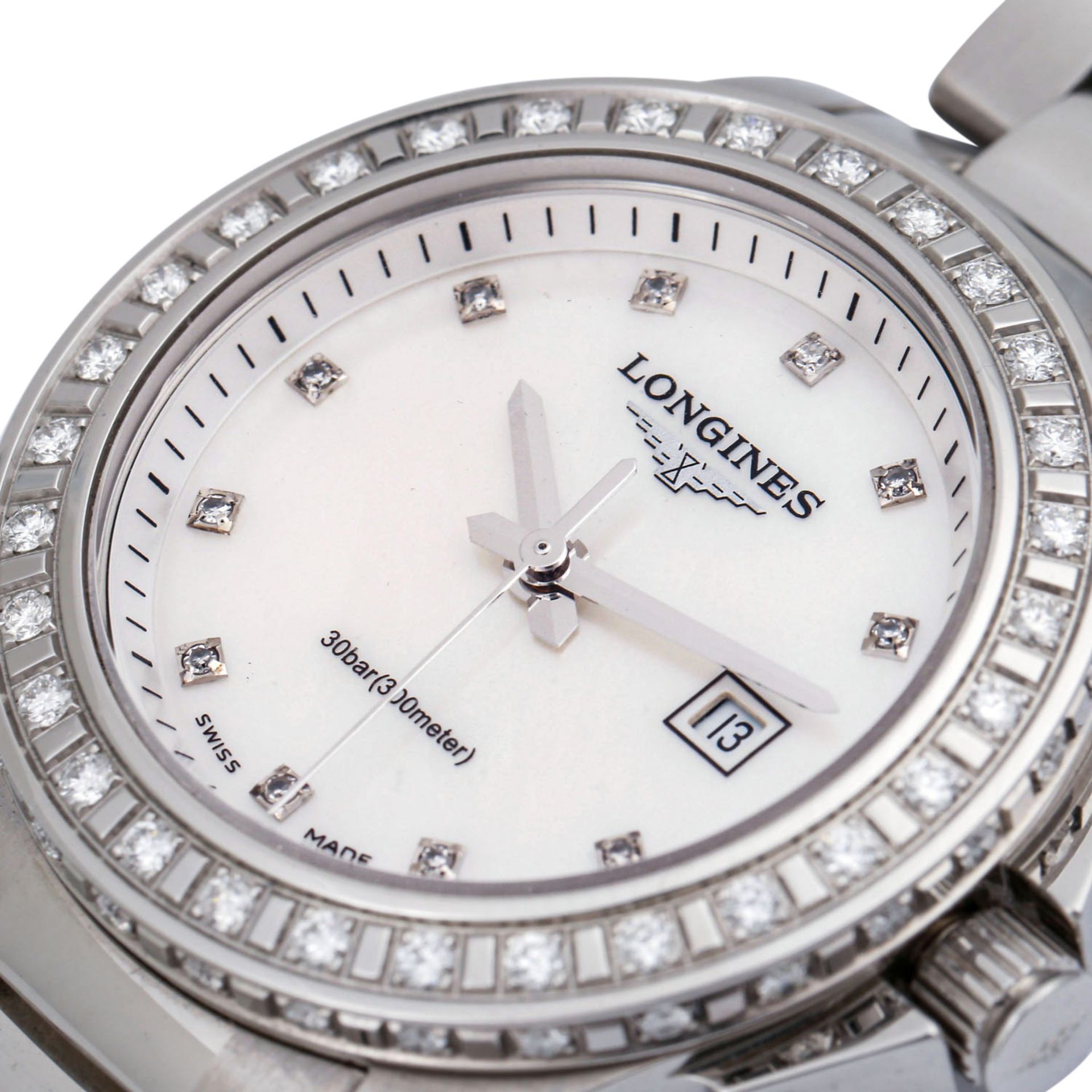 LONGINES Conquest Lady, Ref. L32580886. Damenuhr.Edelstahl. Lünette mit 60 Diamanten. - Bild 5 aus 6