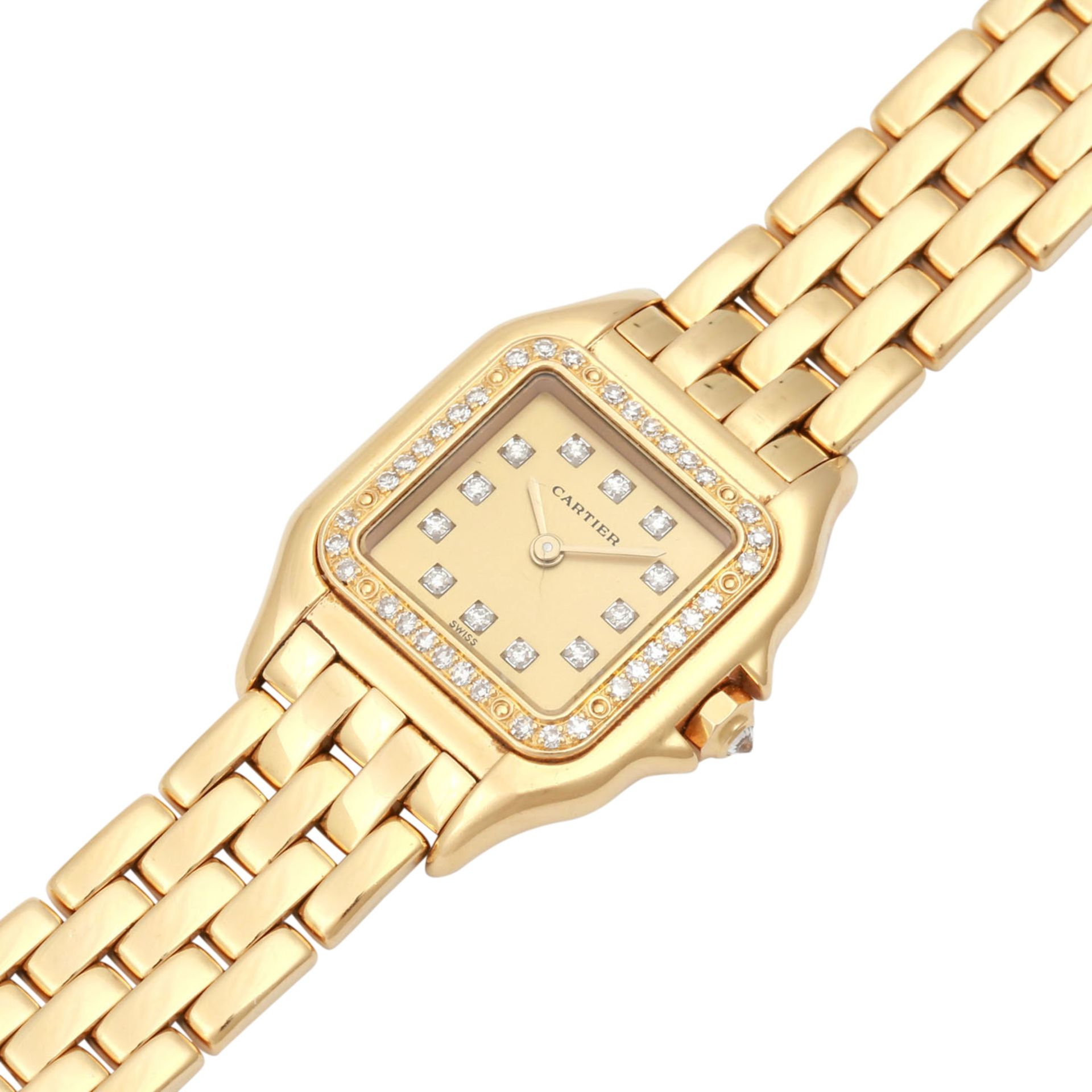 CARTIER Panthere, Ref 8057915. Damenuhr.Gold 18K. Lünette mit Diamanten. Zifferblatt mit 12 - Bild 4 aus 6