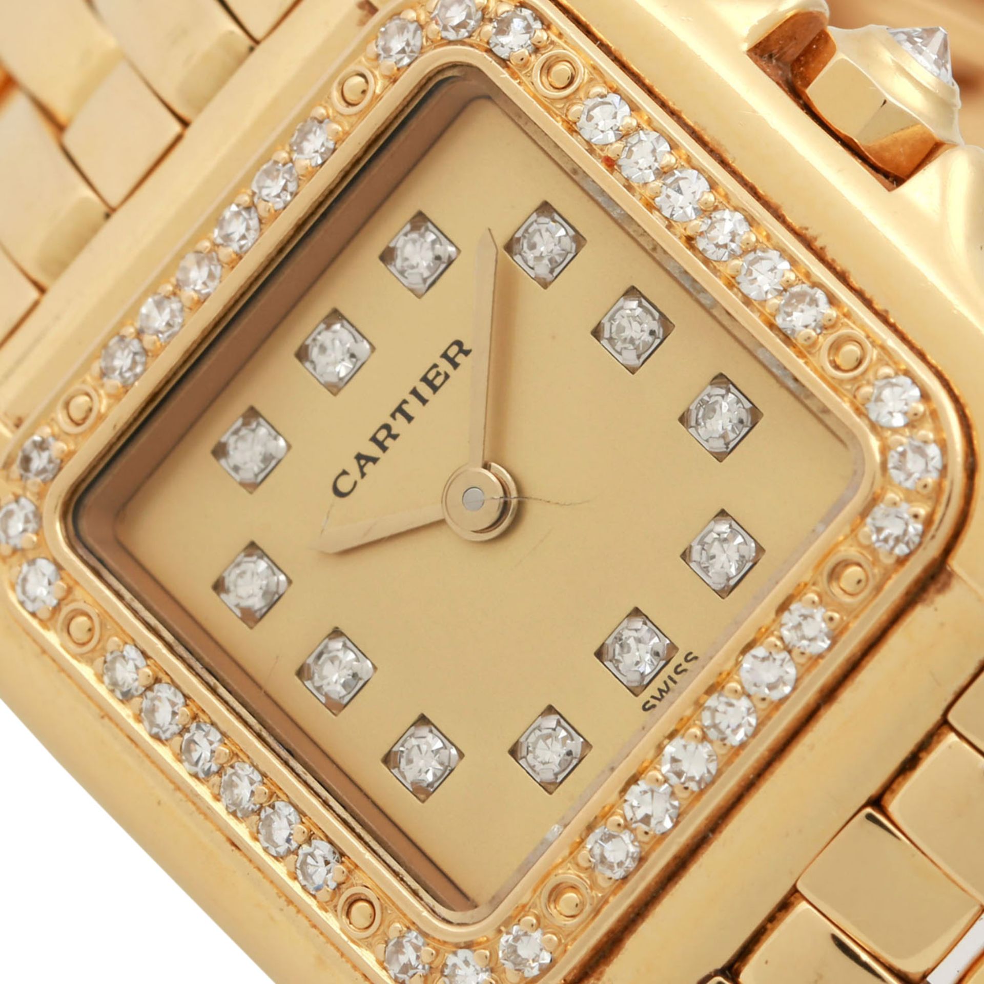 CARTIER Panthere, Ref 8057915. Damenuhr.Gold 18K. Lünette mit Diamanten. Zifferblatt mit 12 - Bild 5 aus 6