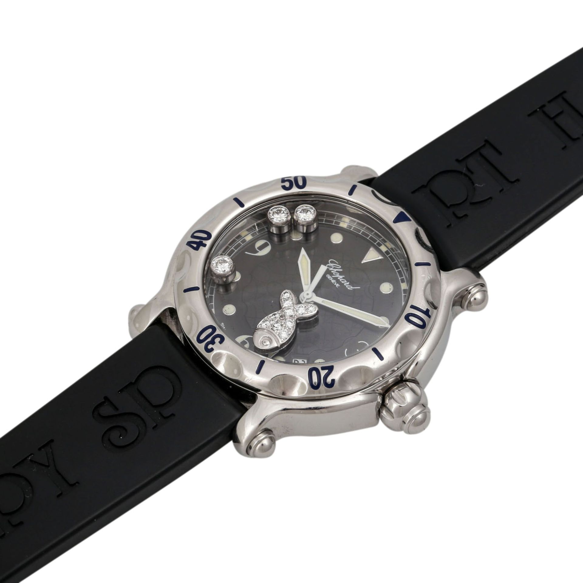 CHOPARD Happy Sport "Happy Fish", Ref. 28/8347/8. Damenuhr.Edelstahl. Quarz-Werk. Kautschukband - Bild 4 aus 6