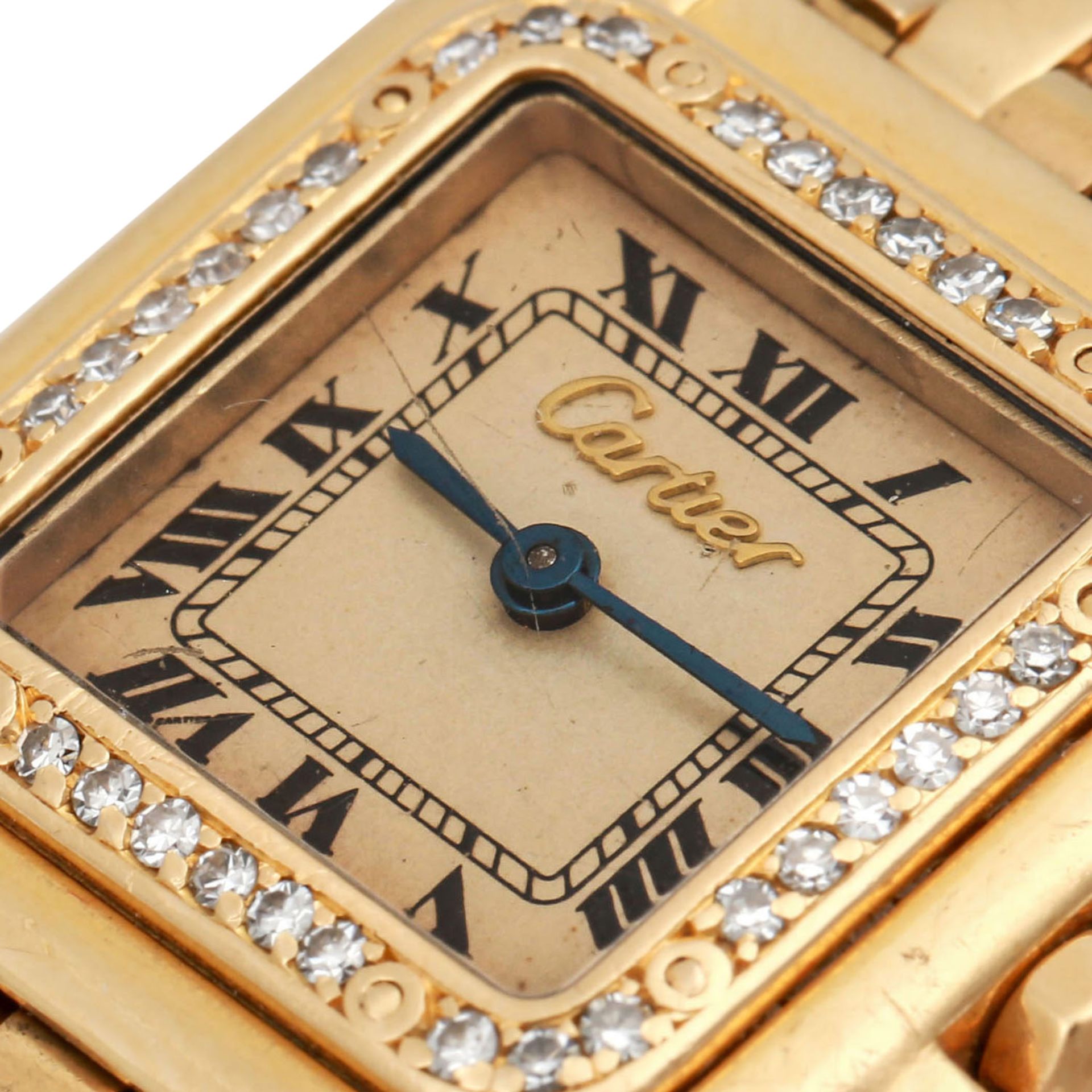 CARTIER Panthère Vintage. Damenuhr.Gold 18K. Lünette mit Diamanten. Quarz-Werk. Deutliche - Bild 5 aus 7