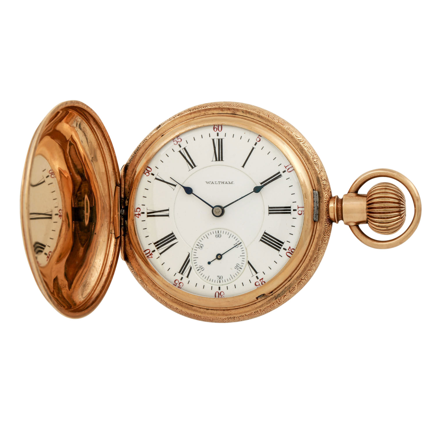 WALTHAM Savonette Taschenuhr.Gehäuse Gold 14K. Staubdeckel Gold 14K. Gehäuse und Werk graviert. - Image 3 of 8