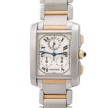 CARTIER Tank Francaise Chronograph, Ref. 2303. Armbanduhr.Edelstahl/Gold 18K. Quarz-Werk. Guter