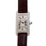 CARTIER Tank Americaine, Ref. 2490. Armbanduhr.Gold 18K. Automatic-Werk. Lederband mit originaler