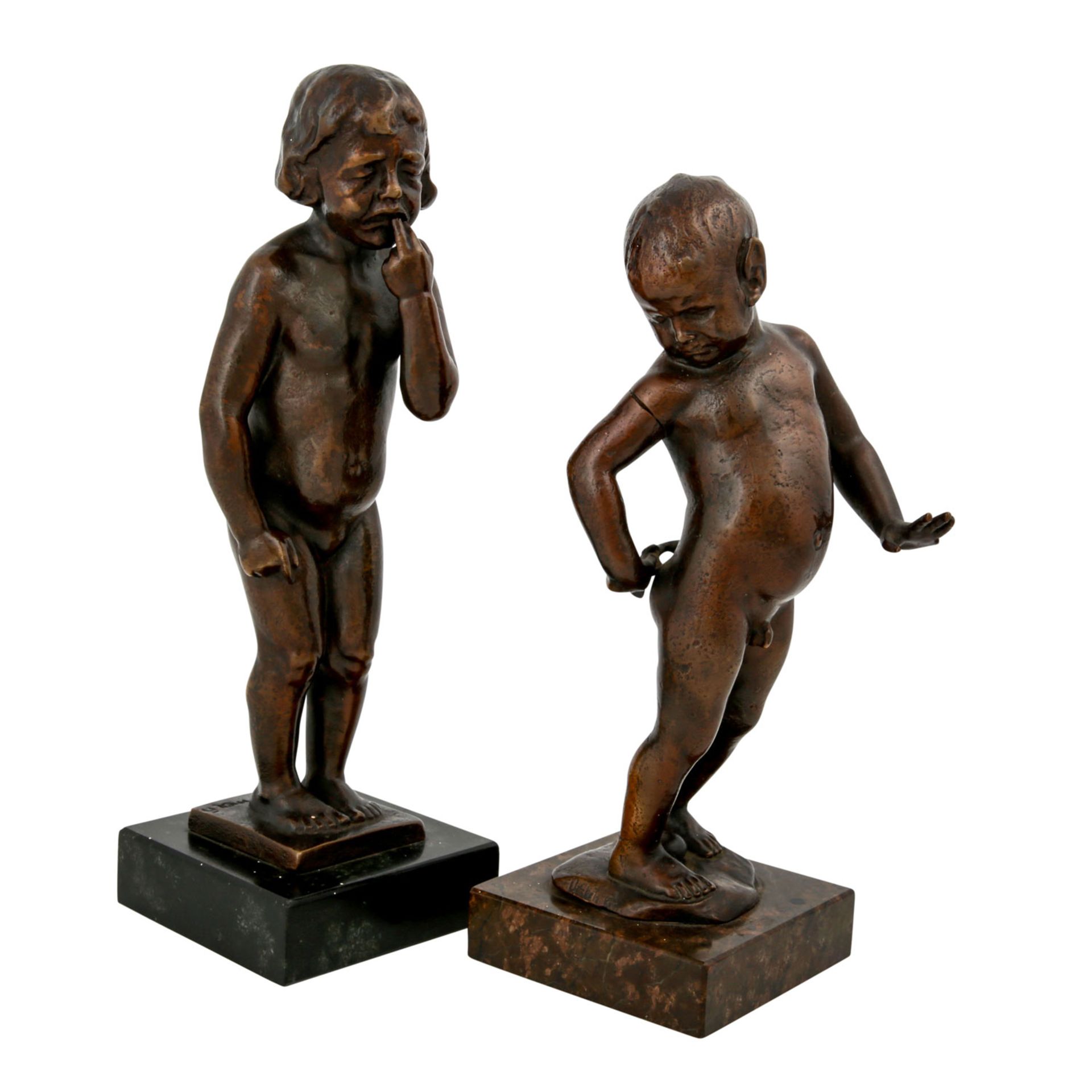 Konvolut 2 Figuren, 20. Jhd.:Bronze, 'Satyr', Giesserei Gladenbeck&Sohn, H. ca. 20cm, 1 Finger - Bild 2 aus 5