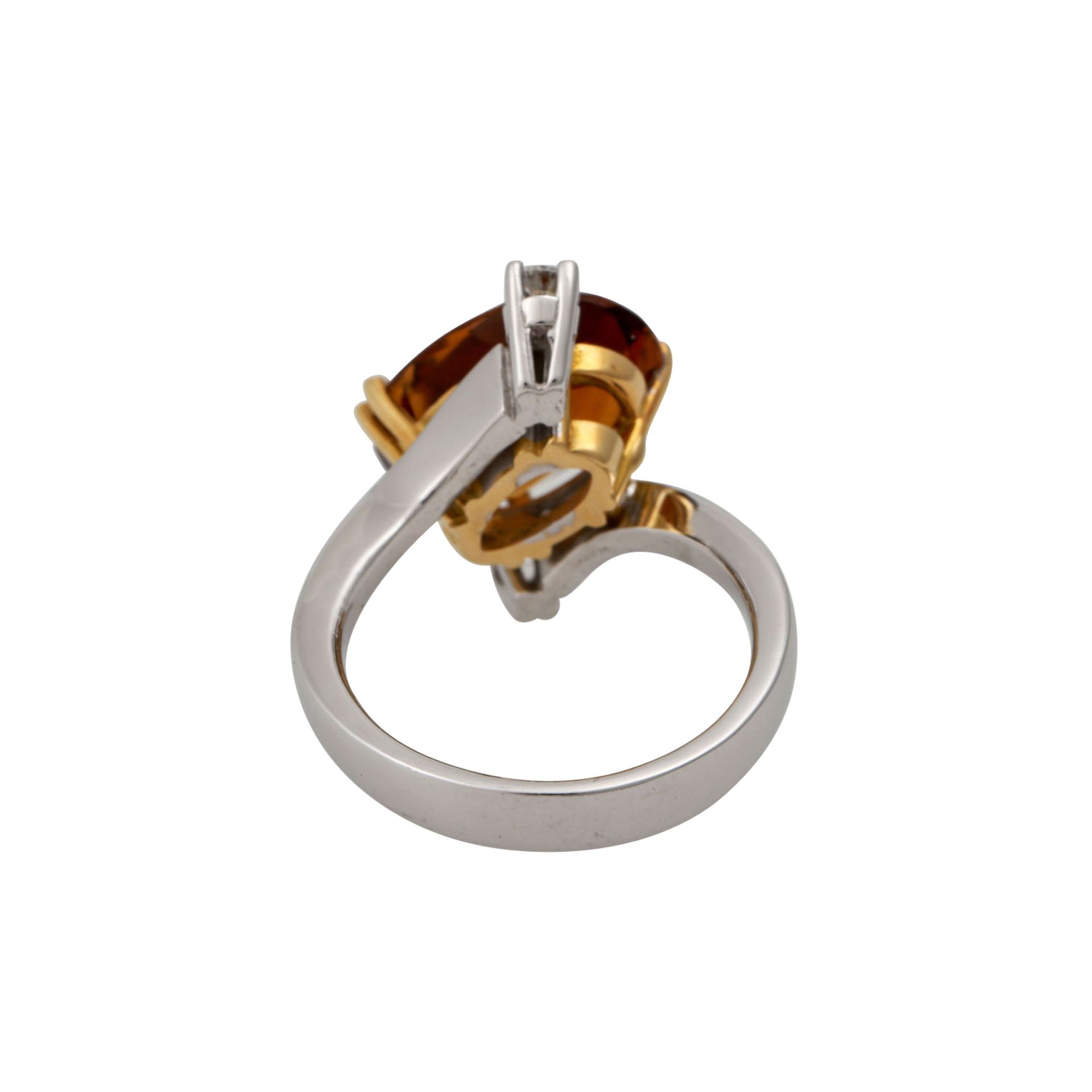 Ring mit oval facettiertem Citrin und 2 Brillanten, zus. ca. 0,18 ct,NP: 1.820 €, GG/WG 18K, 8,9 - Bild 4 aus 4