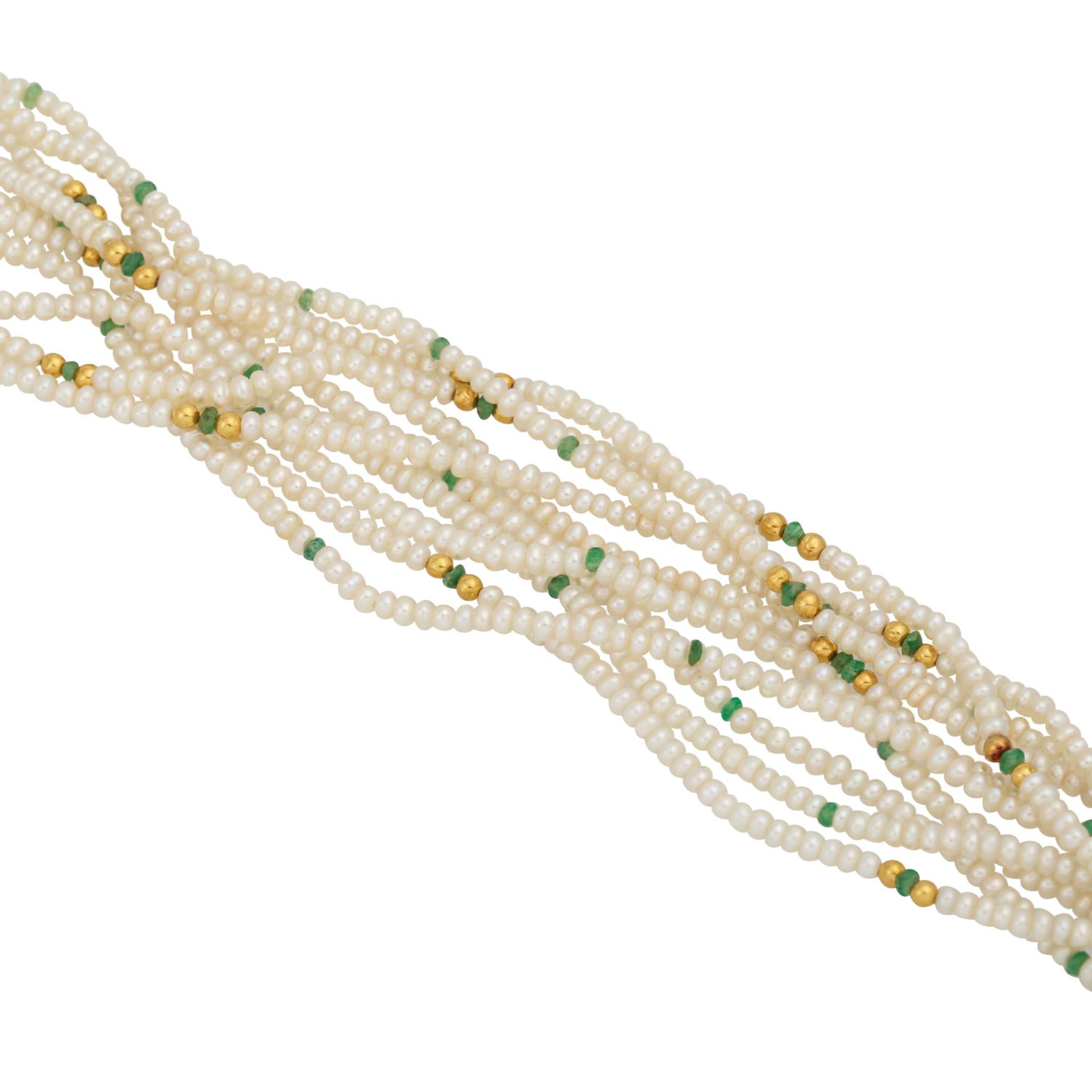 Konvolut aus 3 mehrreihigen Armbändern,Süßwasserzuchtperlen 2,5-3,5 mm, komb. je 1x mit Lapislazuli, - Bild 3 aus 4