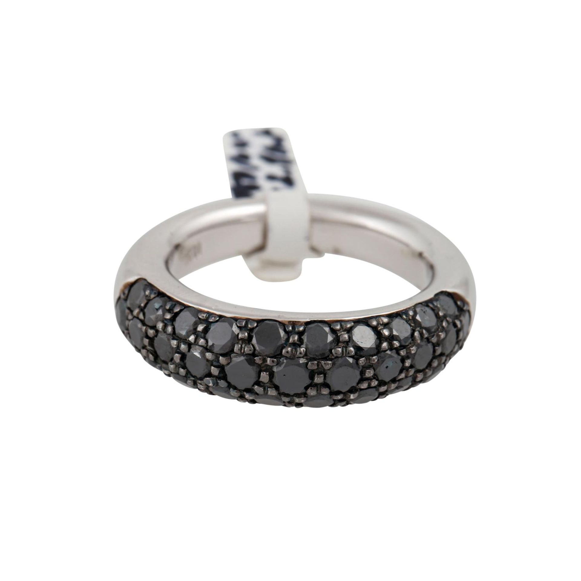 Ring mit schwarzen Diamanten, zus. ca. 2,8 ct,NP: 1.810 €, WG 18K, 13,3 g, RW: 55, 20./21. Jh., - Bild 2 aus 4