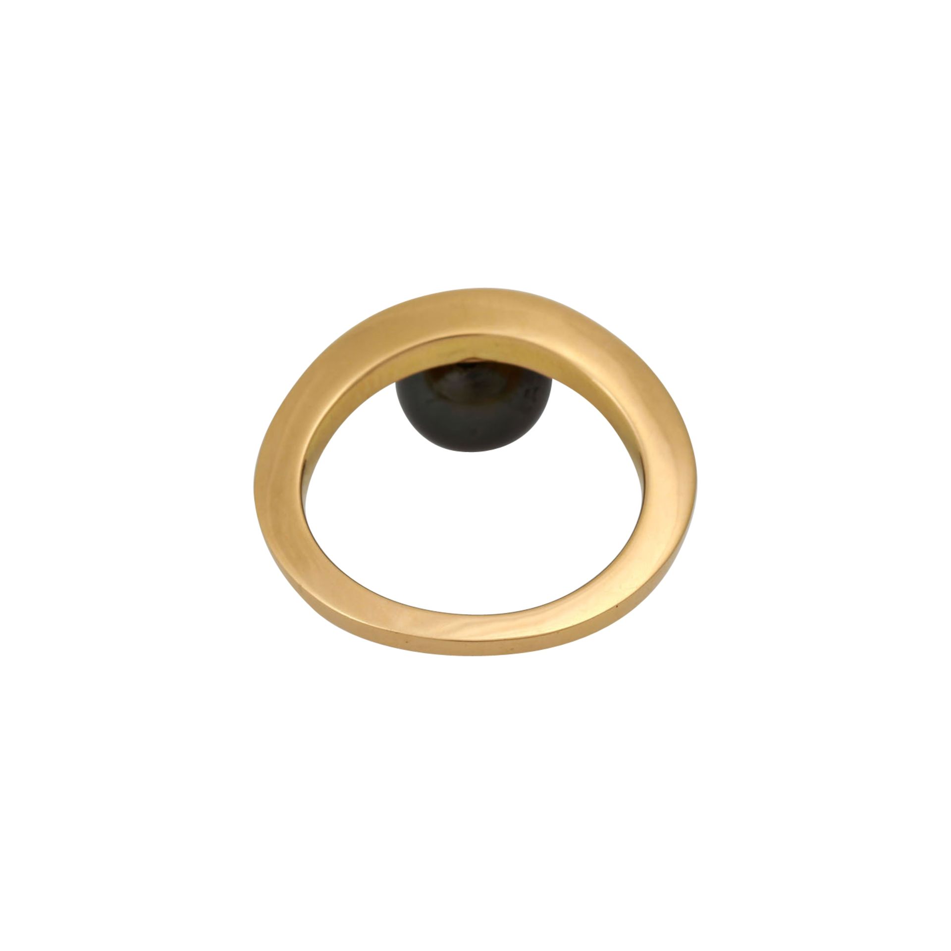 Ring mit schwarzer Tahitiperle und 9 kleine Brillanten, zus. ca. 0,25 ct,Zuchtperle ca. 8,2 mm, - Bild 4 aus 4