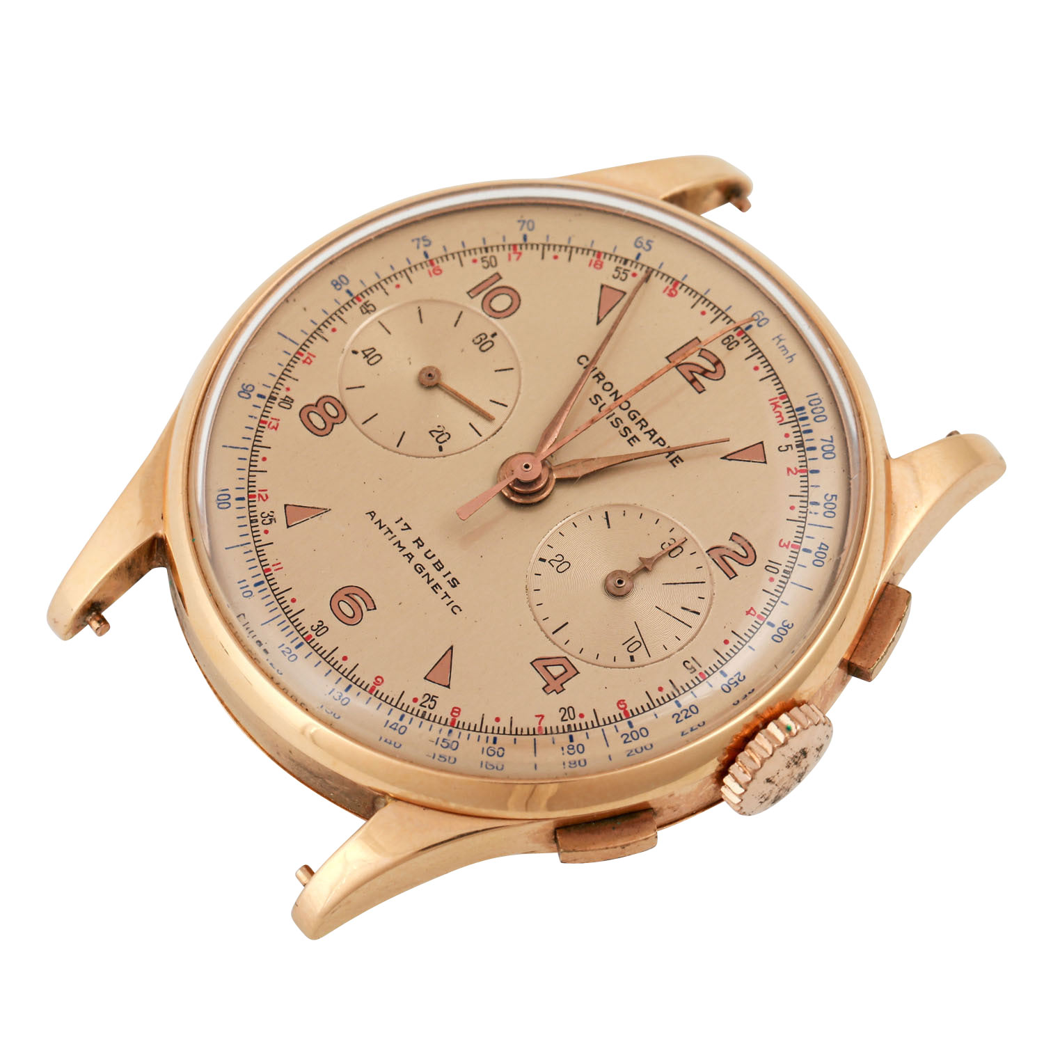 VINTAGE Chronographe Suisse. Herrenuhr.Gold 18K, ca. 15g. Handaufzug-Werk. Gebrauchsspuren an - Image 4 of 4