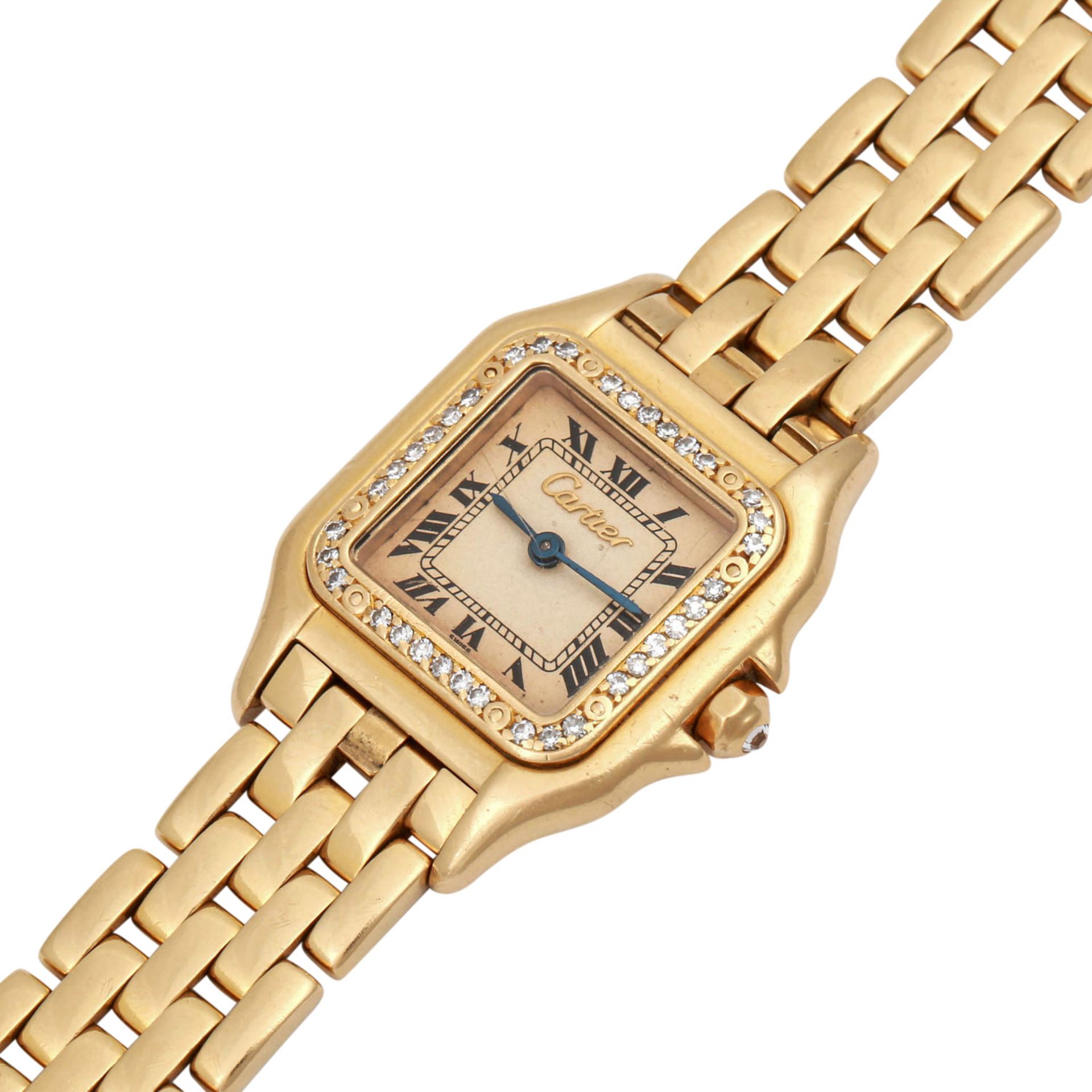 CARTIER Panthère Vintage. Damenuhr.Gold 18K. Lünette mit Diamanten. Quarz-Werk. Deutliche - Bild 4 aus 7