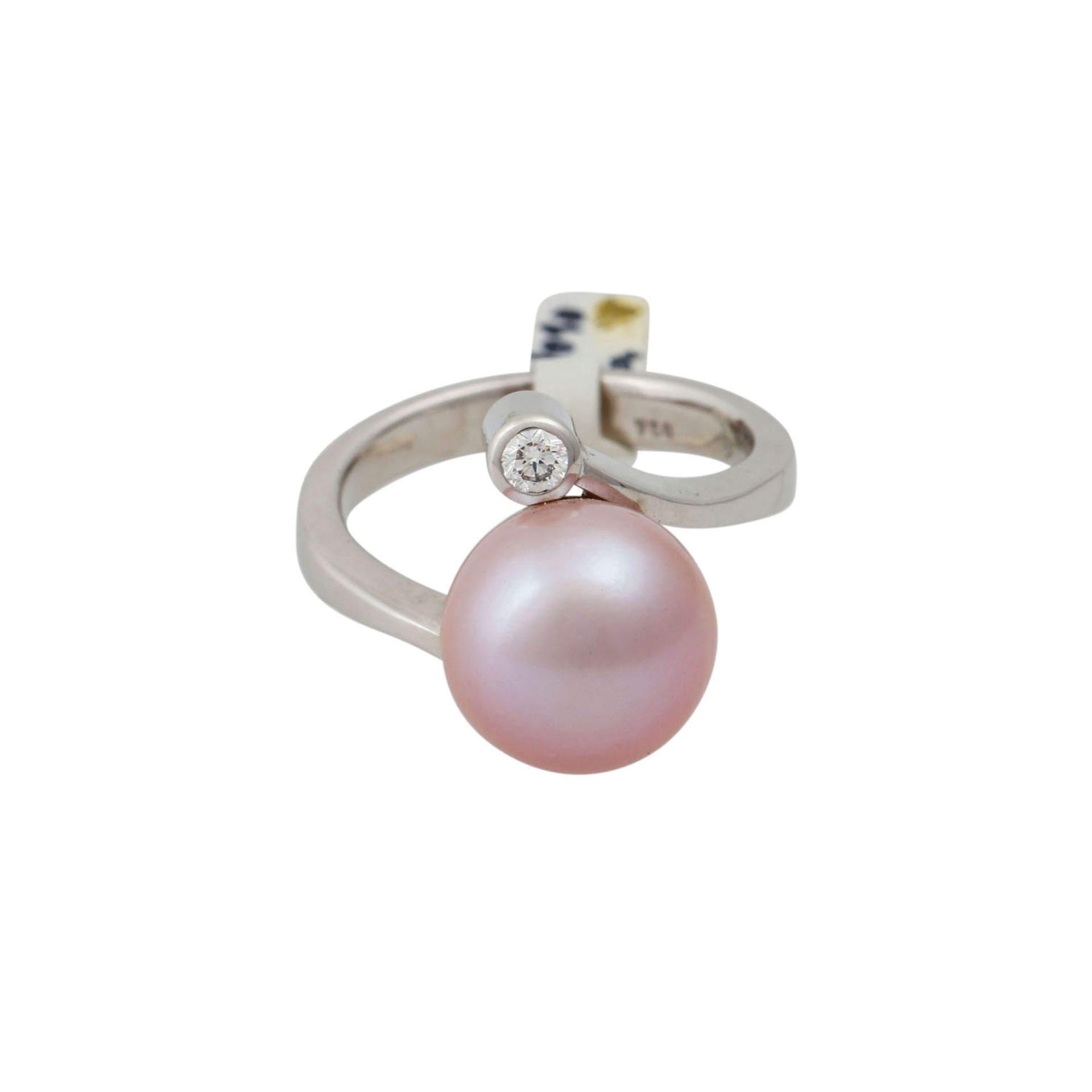Ring mit rosafarbener Süßwasserperle und 1 Brillant von 0,1 ct,Zuchtperle ca. 11,5 mm, NP: 1. - Bild 2 aus 4