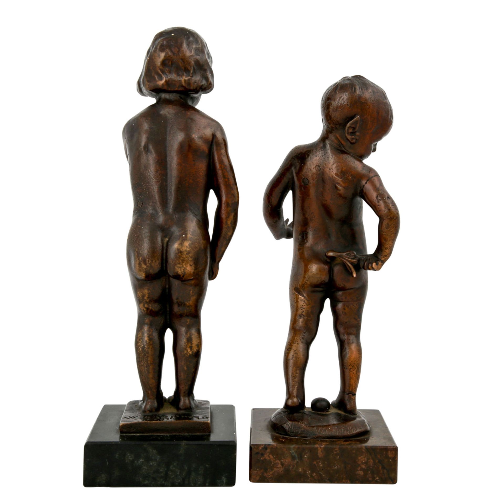 Konvolut 2 Figuren, 20. Jhd.:Bronze, 'Satyr', Giesserei Gladenbeck&Sohn, H. ca. 20cm, 1 Finger - Bild 3 aus 5