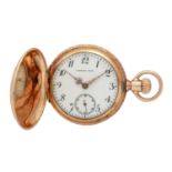 LAMBERT BRO'S Savonette Taschenuhr.Gold 14K. Gebrauchsspuren am Gehäuse, Glas mit Kratzern! Serien