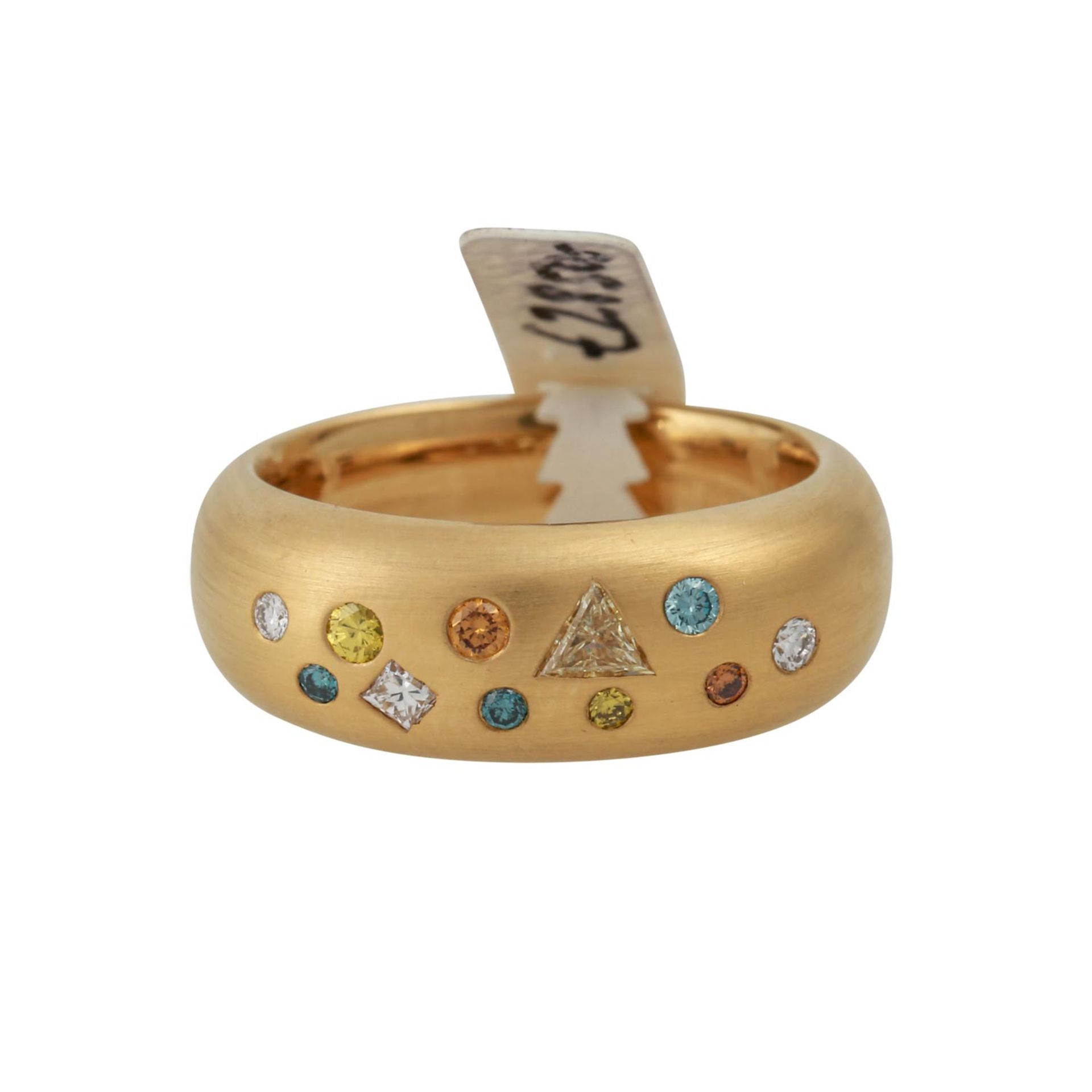 Bandring mit 11 Diamanten,FANCY in versch. Farben und Formen, NP: 2.850 €, GG 18K, 12g, RW: 55, - Bild 2 aus 4