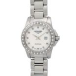 LONGINES Conquest Lady, Ref. L32580886. Damenuhr.Edelstahl. Lünette mit 60 Diamanten.