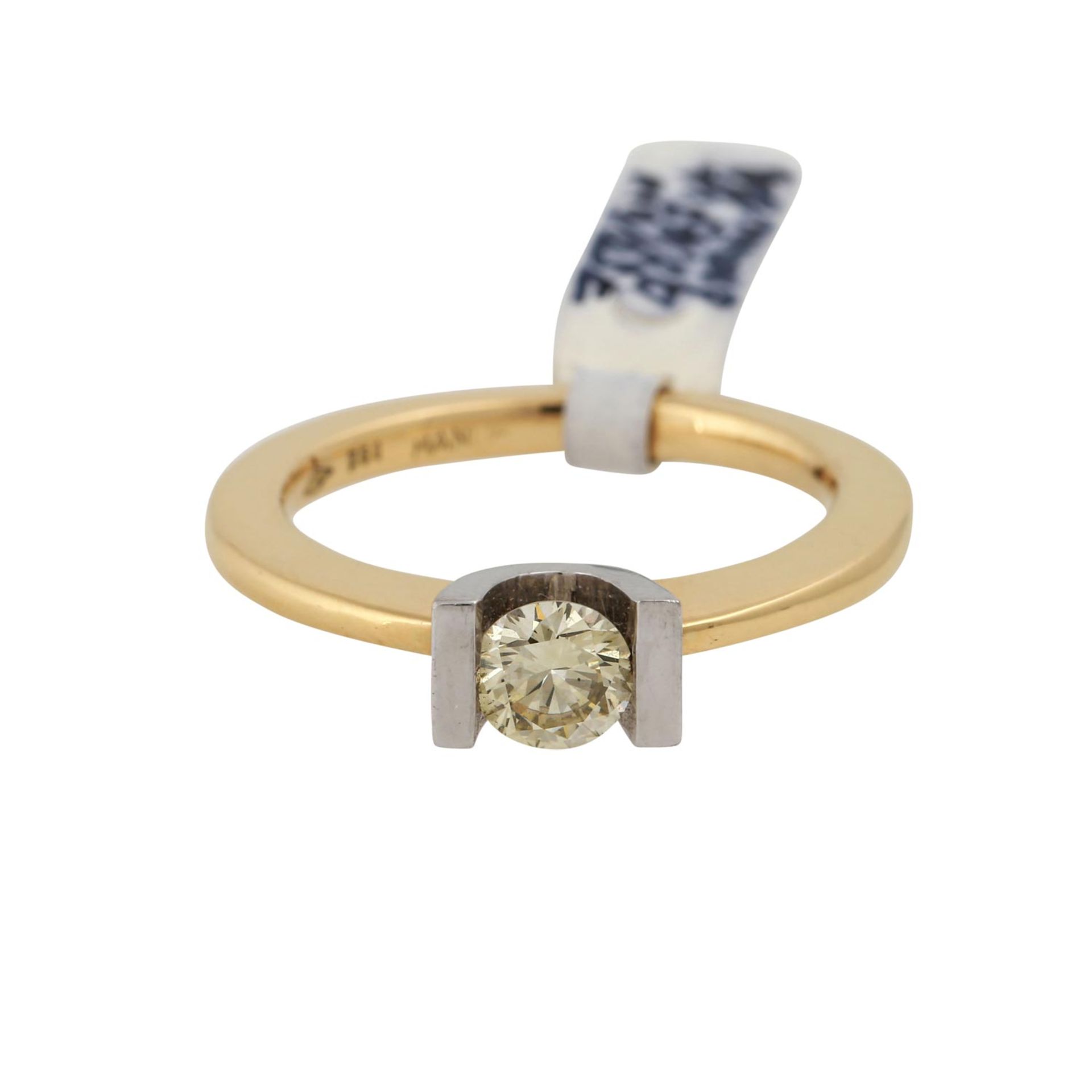 Solitärring mit Brillant von ca. 0,47 ct,BRAUN/SI, NP: 1.990 €, GG/WG 18K, 5,9 g, RW: 54, 20./21. - Bild 2 aus 5