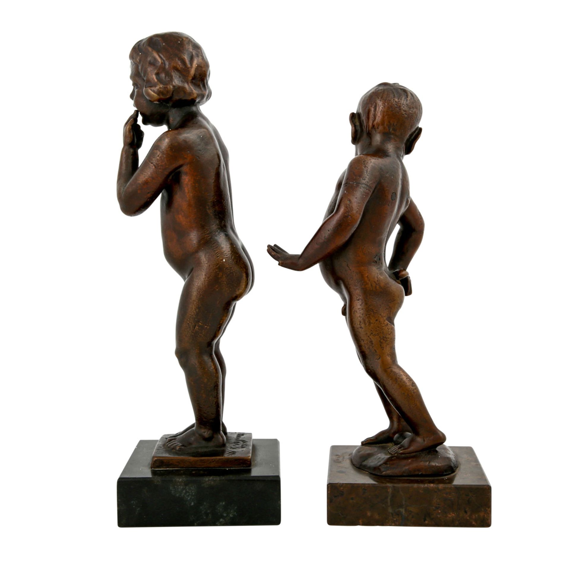 Konvolut 2 Figuren, 20. Jhd.:Bronze, 'Satyr', Giesserei Gladenbeck&Sohn, H. ca. 20cm, 1 Finger - Bild 4 aus 5